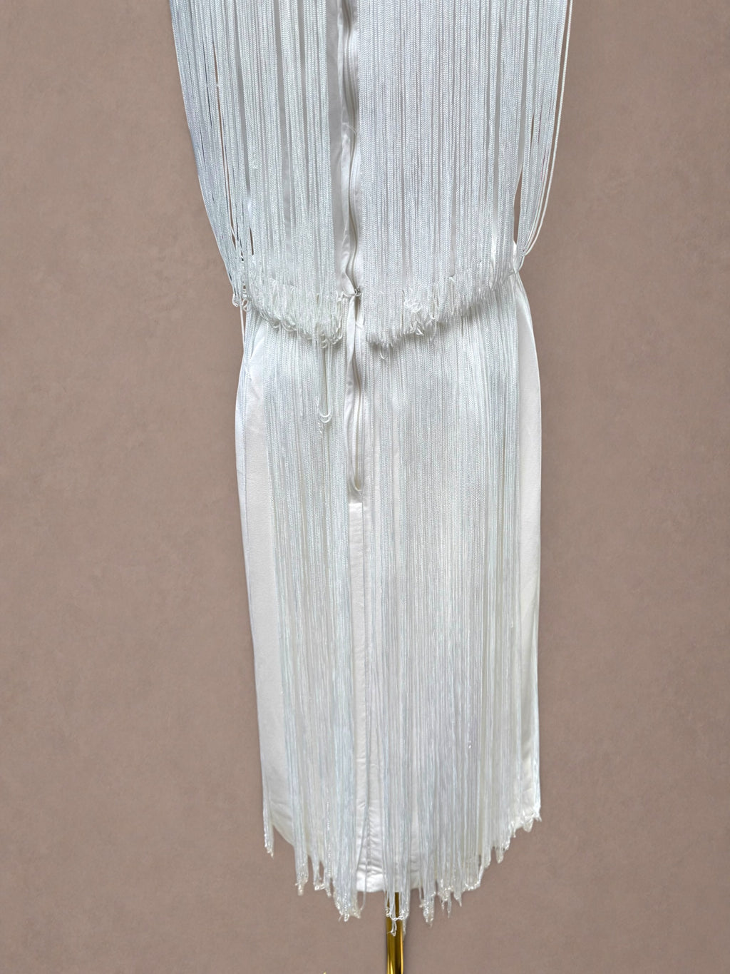 White Fringe Back 60s Wiggle Dress