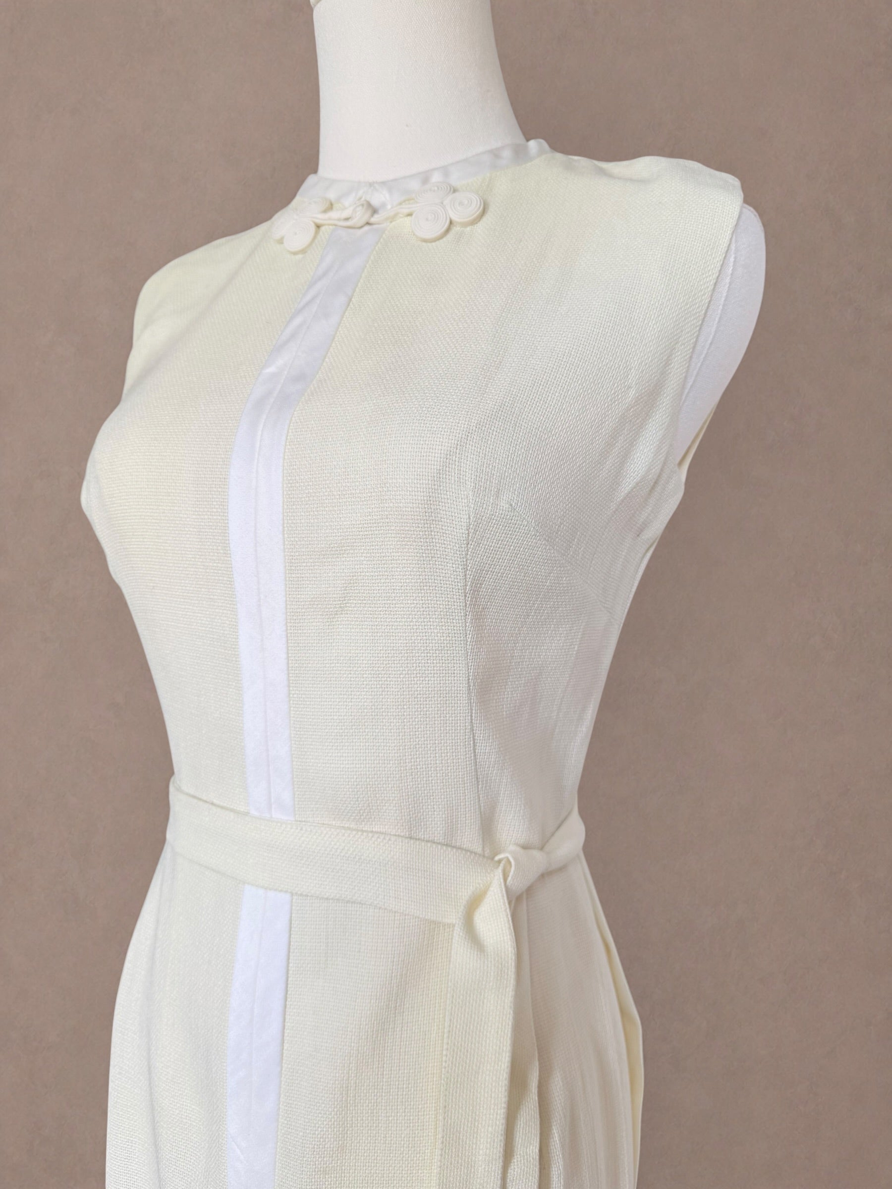 Ivory Mod Late 60s Tunic Dress With Side Slits