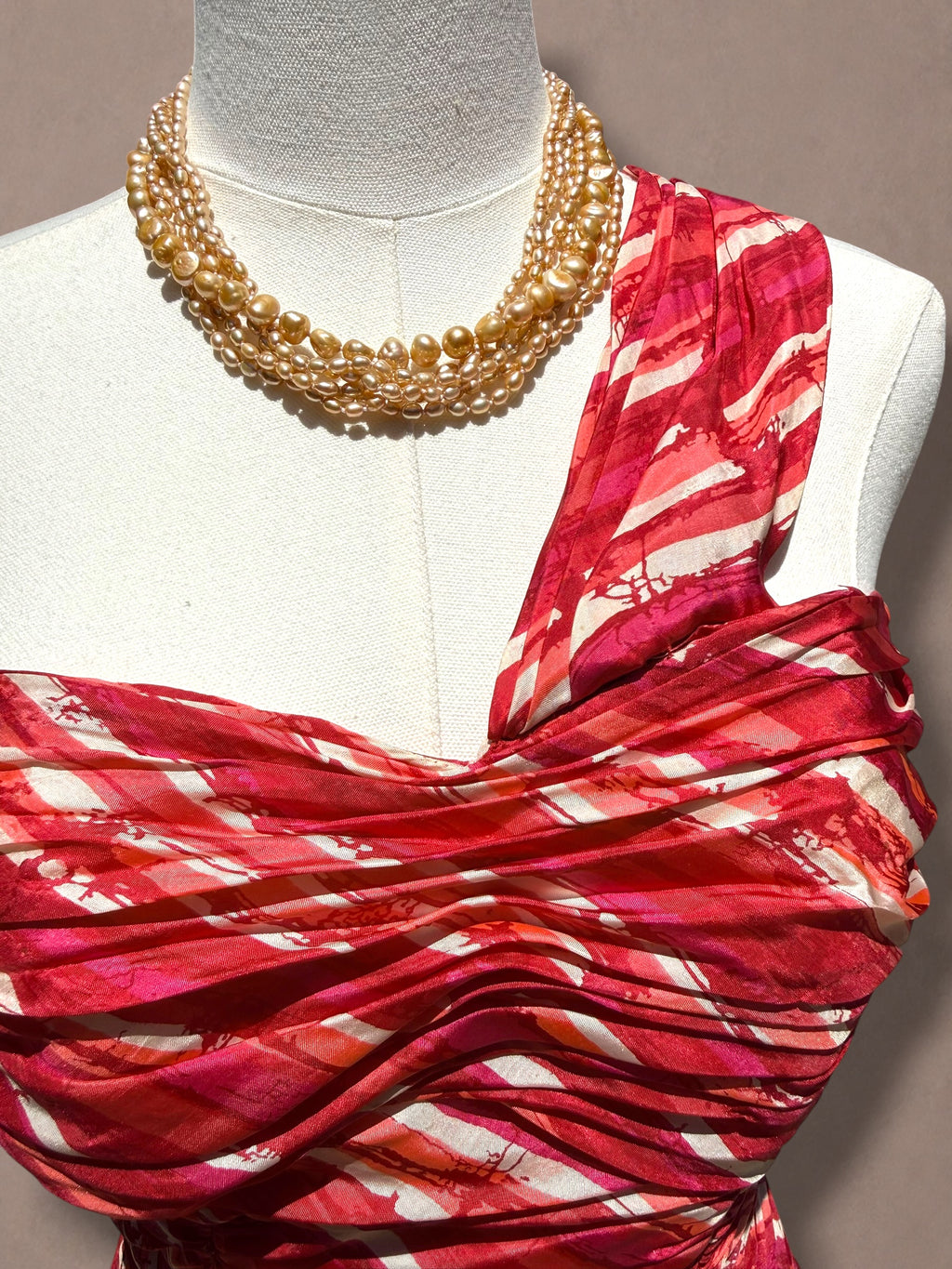 Abstract Print One-Shoulder 50s Cocktail Dress
