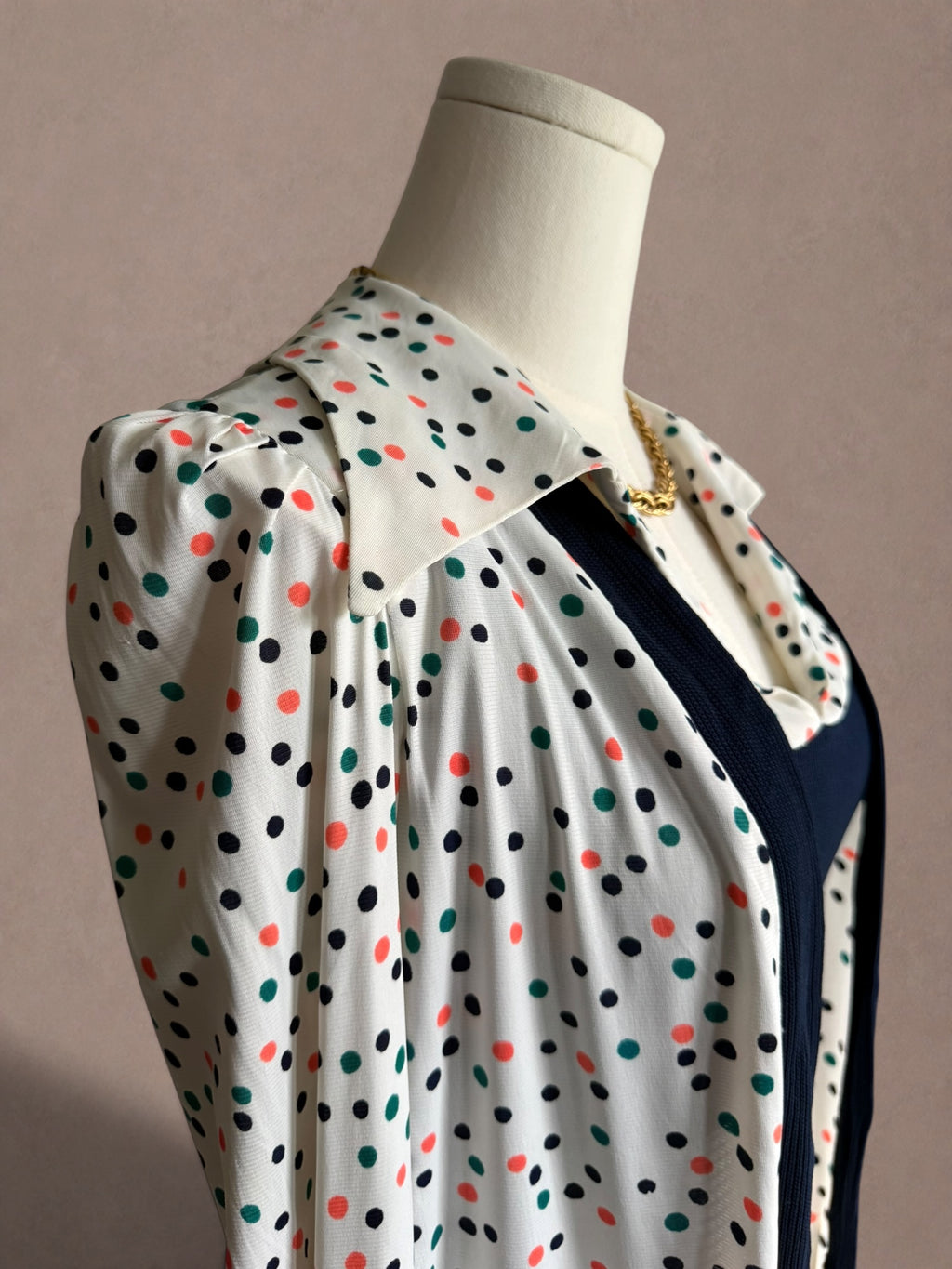 Confetti Dot 70s Knit Dress & Duster Set by Young Innocent