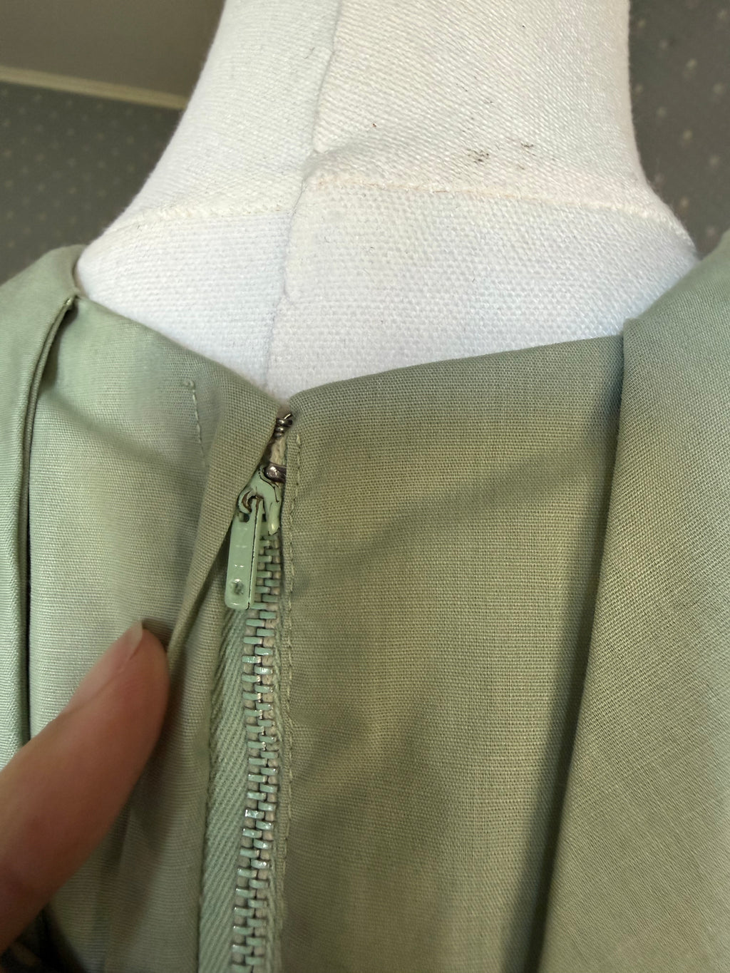 Sage Green 60s Embroidered Cotton Mini