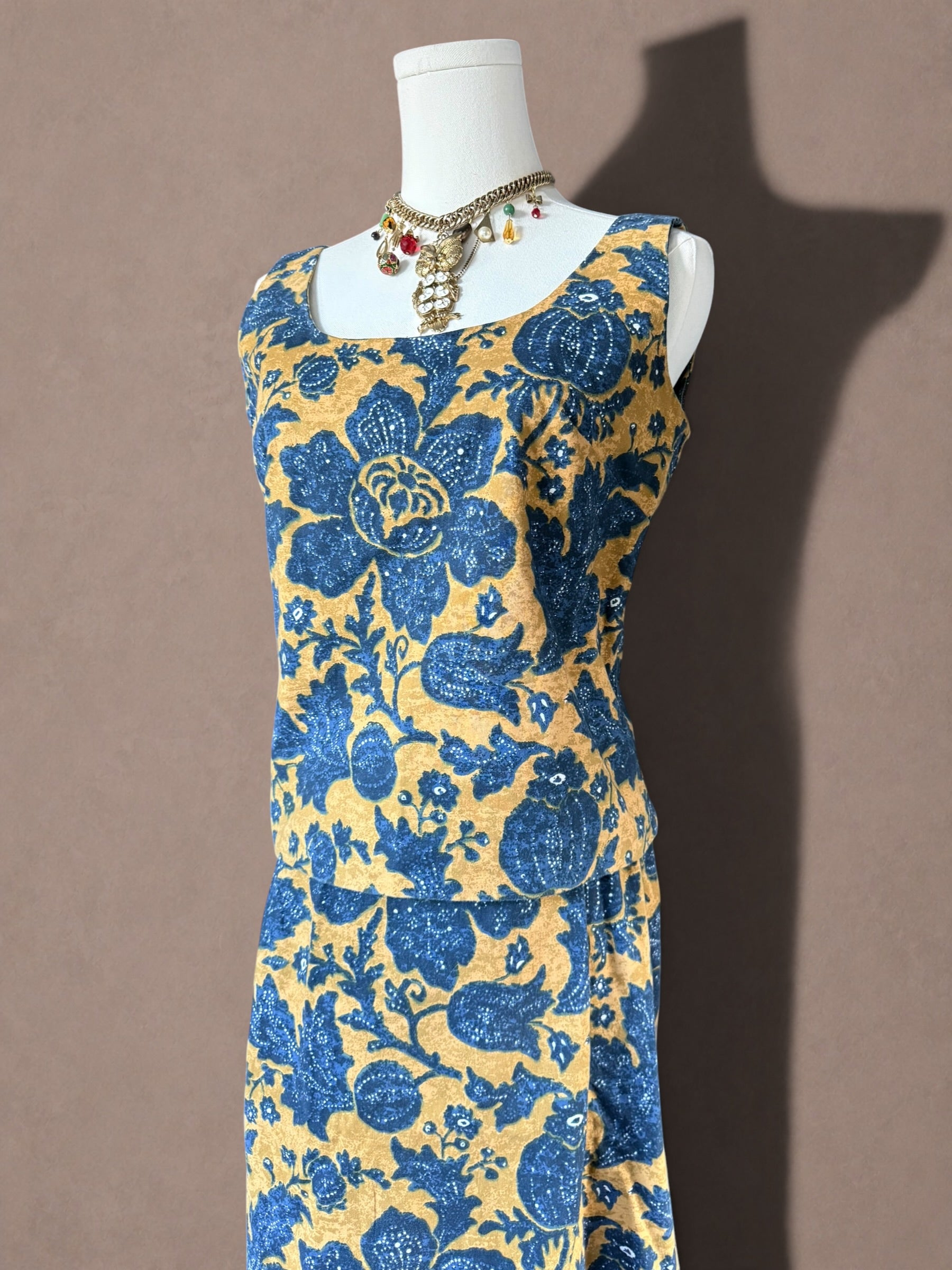 Florence Walsh 70s Floral Two Piece Skirt Set