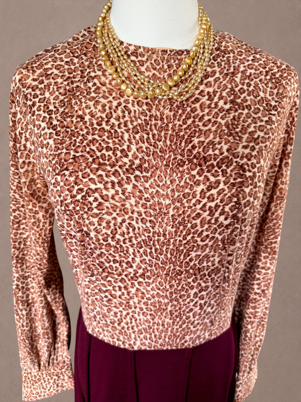 Leopard Print Knit Dress – Burgundy Panel Skirt
