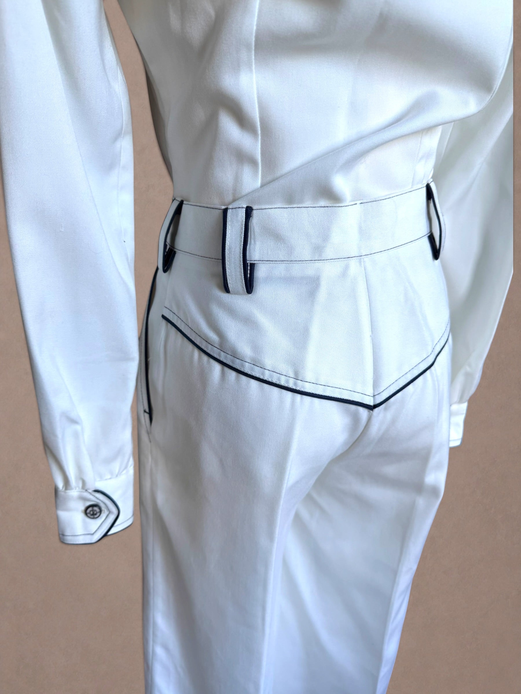 Saks Fifth Avenue 70s White Flared Pant Set