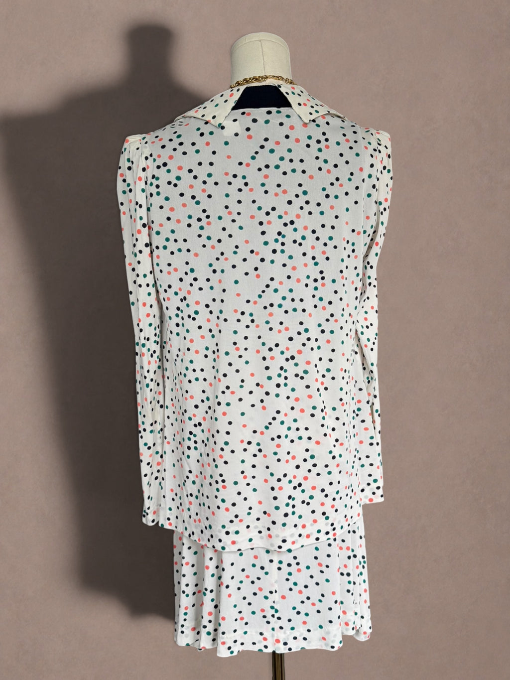 Confetti Dot 70s Knit Dress & Duster Set by Young Innocent