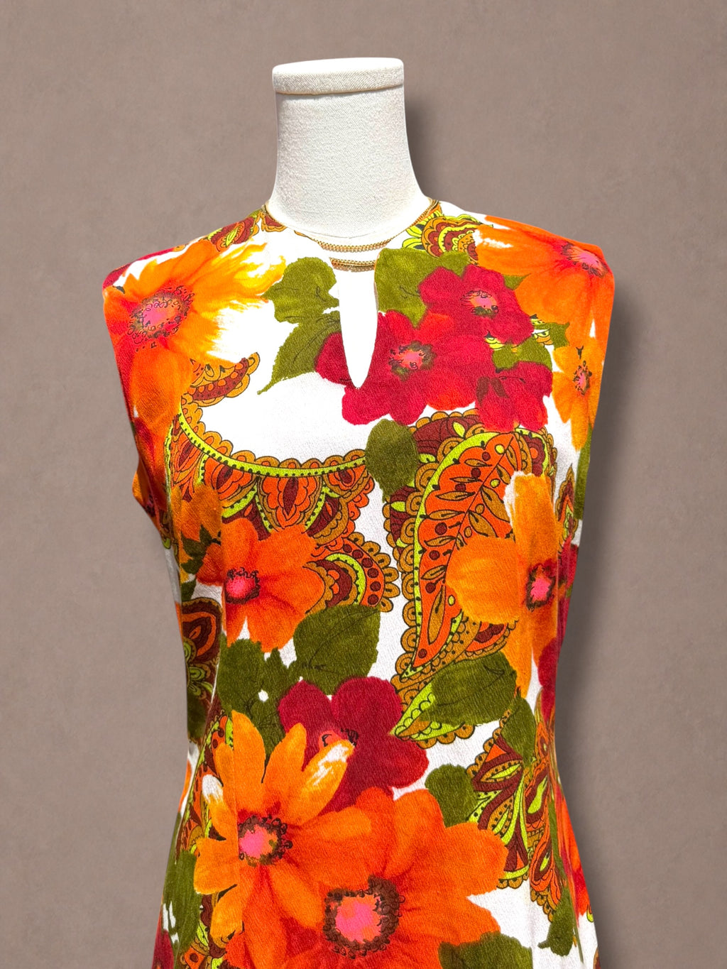 Alice Polynesian 60s Hawaiian Psychedelic Floral Maxi Dress