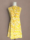 Sunshine Floral 60s Shift Dress with Daisy Appliqué Details