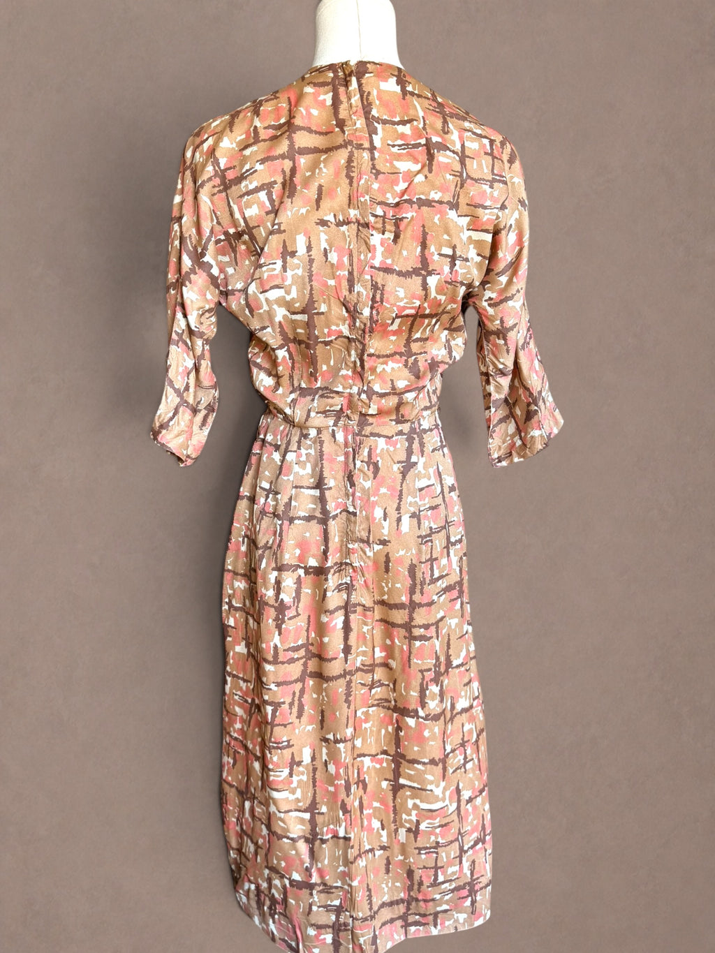 Abstract Expressionist Print 40s Rayon Dress