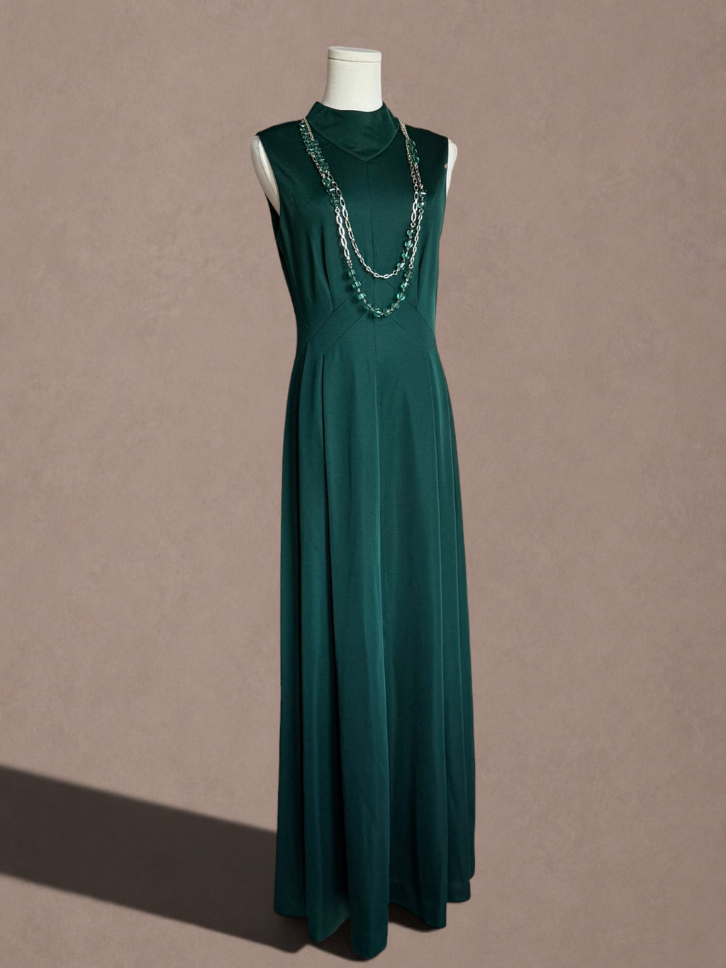 Emerald Green 70s Maxi Dress by Leslie Fay Original