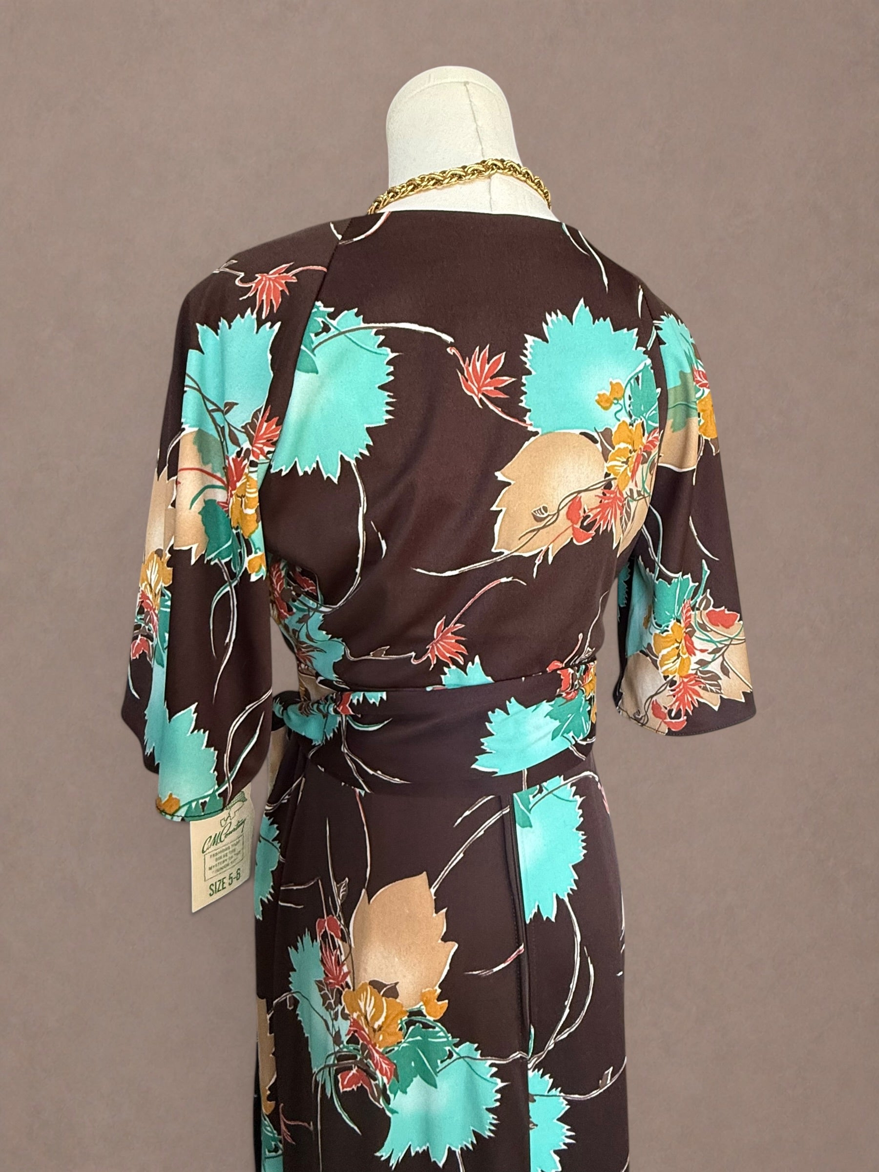 Floral 60s-70s Maxi Dress & Wrap Top Set by C.M. Courtney