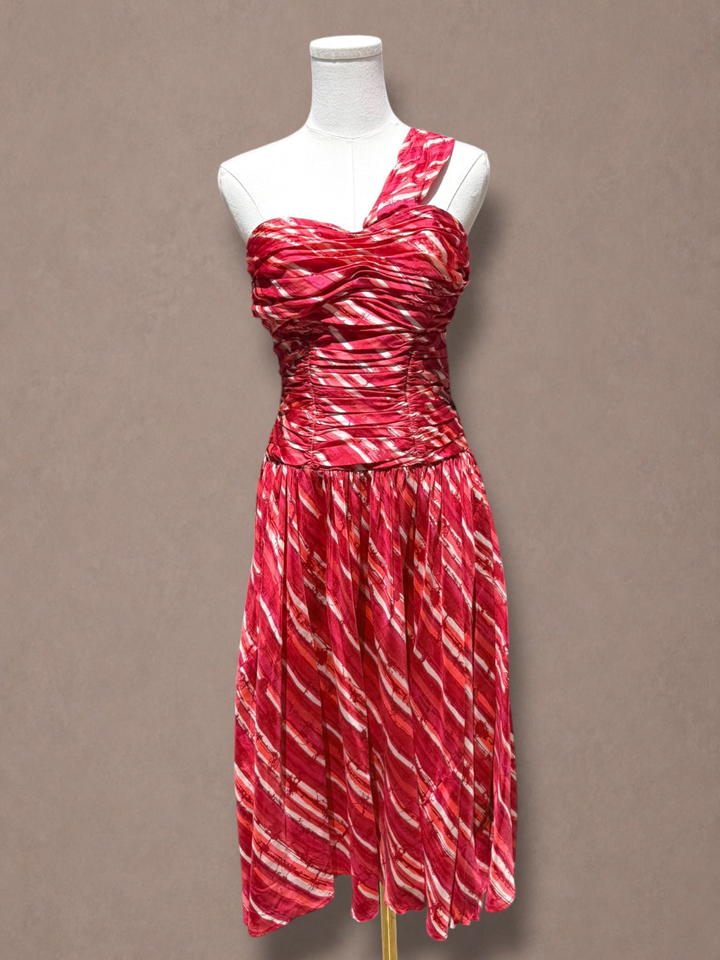 Abstract Print One-Shoulder 50s Cocktail Dress