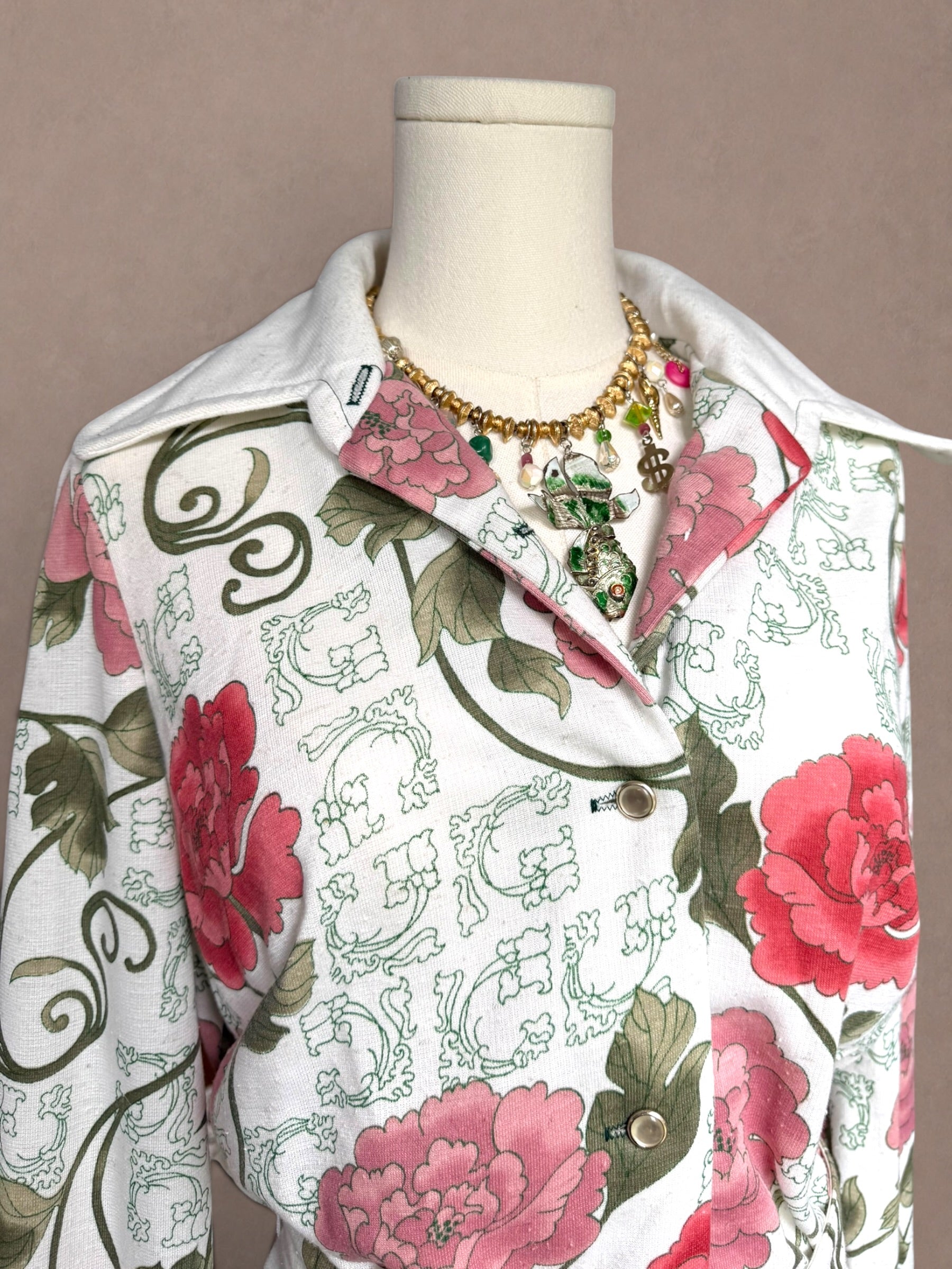 Belted 70s Floral Shirt Dress