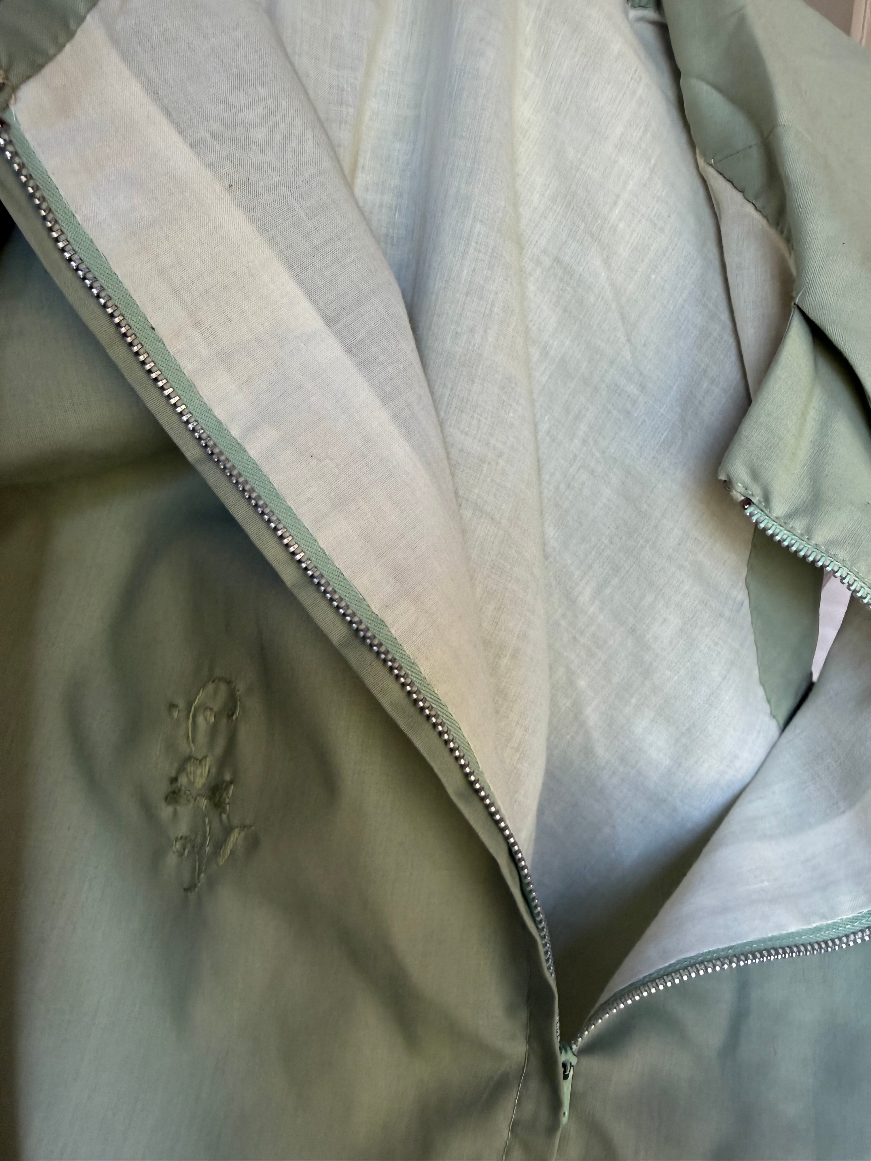 Sage Green 60s Embroidered Cotton Mini