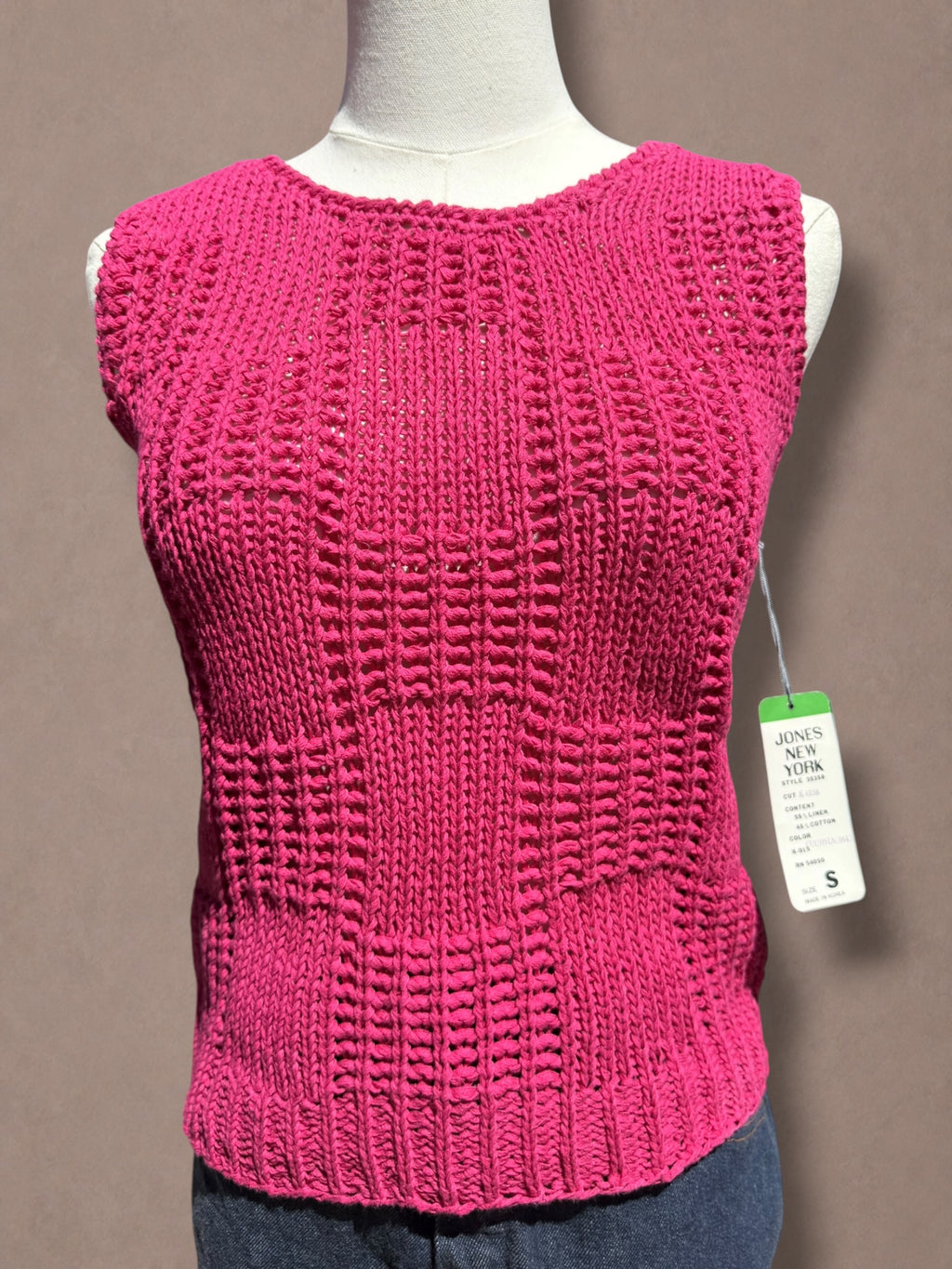 Deadstock Jones New York 80s Fuchsia Linen Cotton Knit Shell