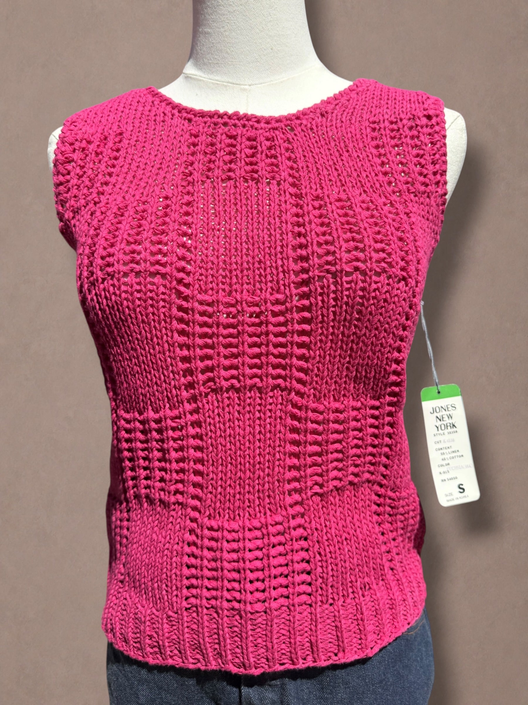 Deadstock Jones New York 80s Fuchsia Linen Cotton Knit Shell