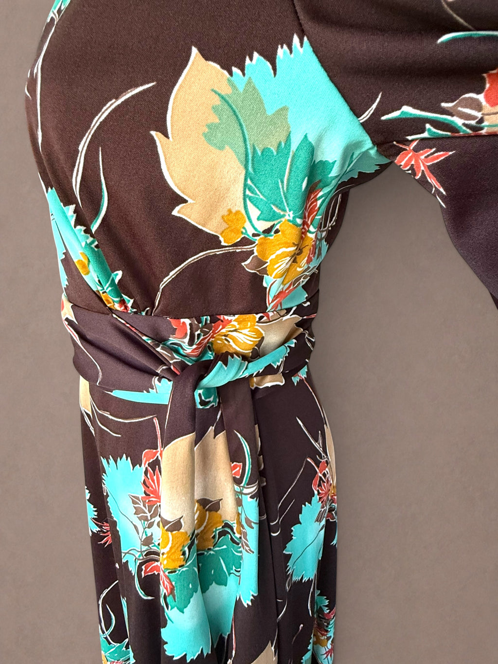 Floral 60s-70s Maxi Dress & Wrap Top Set by C.M. Courtney
