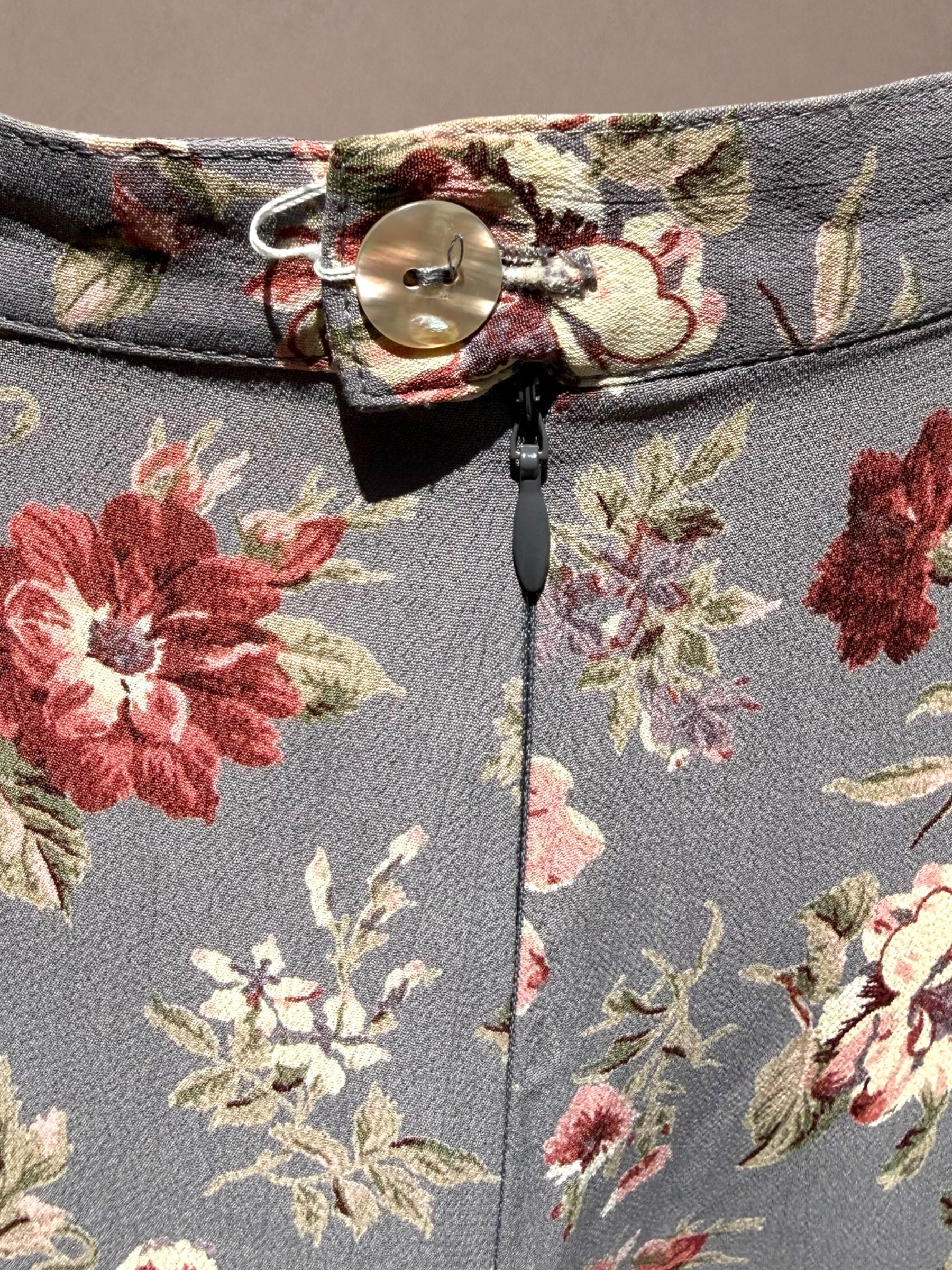 Dusty Rose Floral 90s does 40s Bias-Cut Midi Skirt