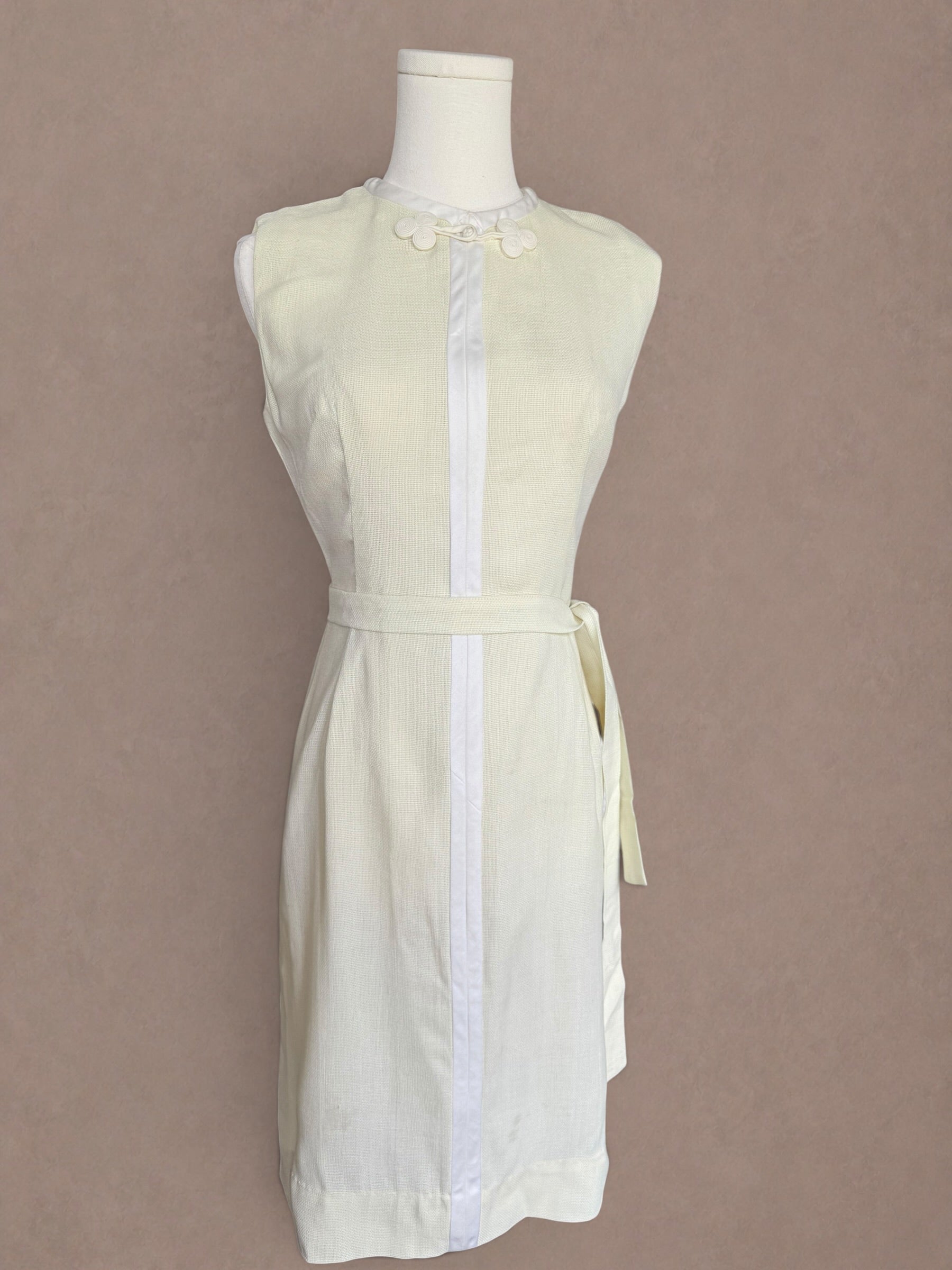 Ivory Mod Late 60s Tunic Dress With Side Slits