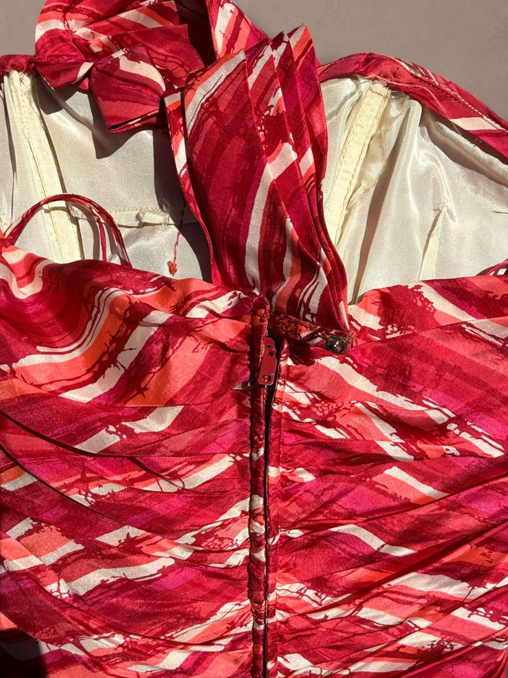 Abstract Print One-Shoulder 50s Cocktail Dress