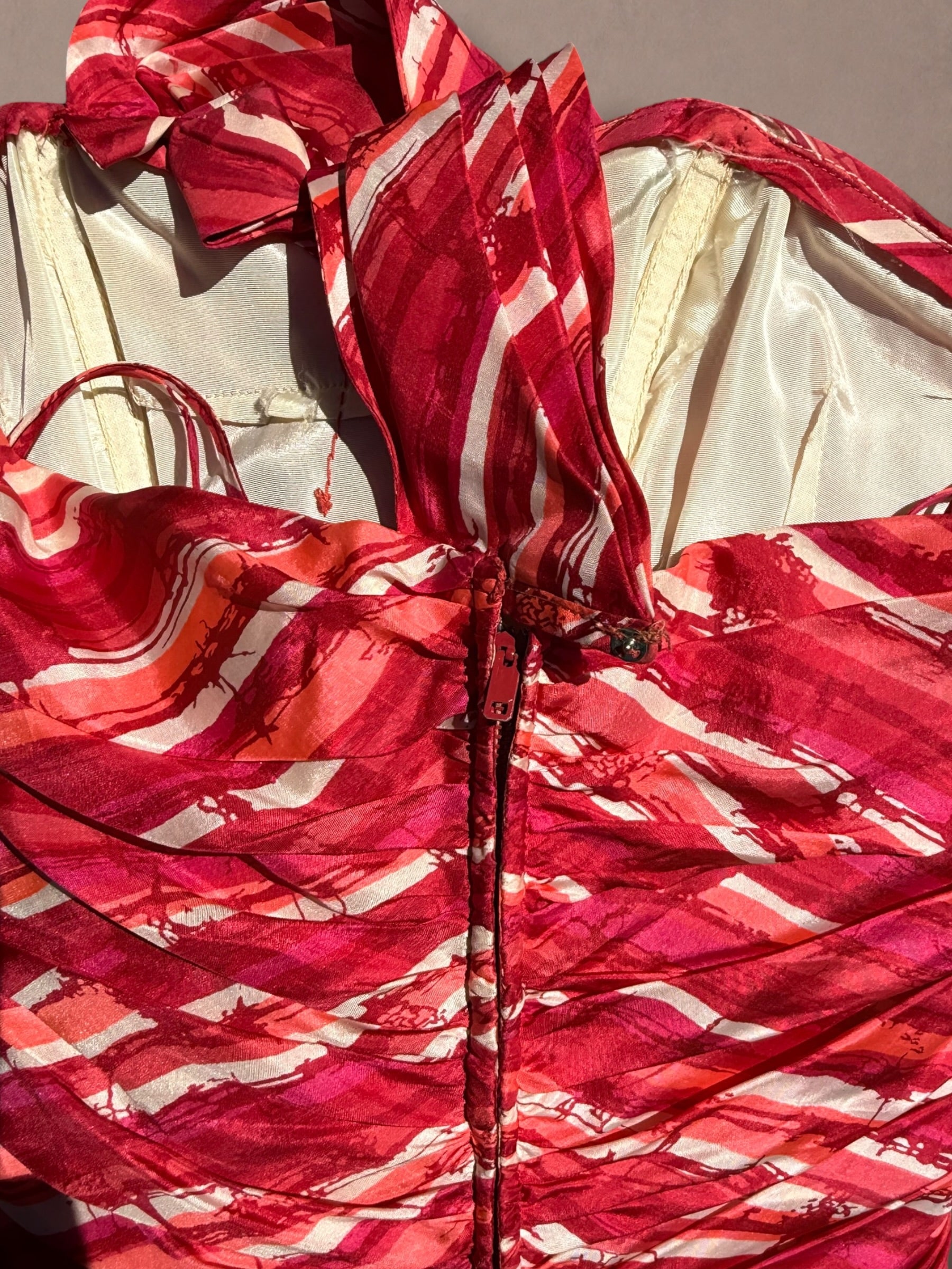 Abstract Print One-Shoulder 50s Cocktail Dress