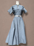 Saks Fifth Avenue 40s Chambray Blue Day Dress