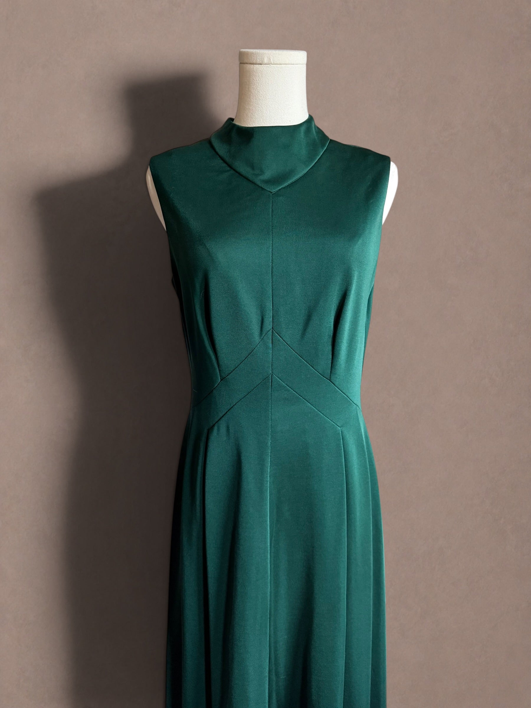 Emerald Green 70s Maxi Dress by Leslie Fay Original