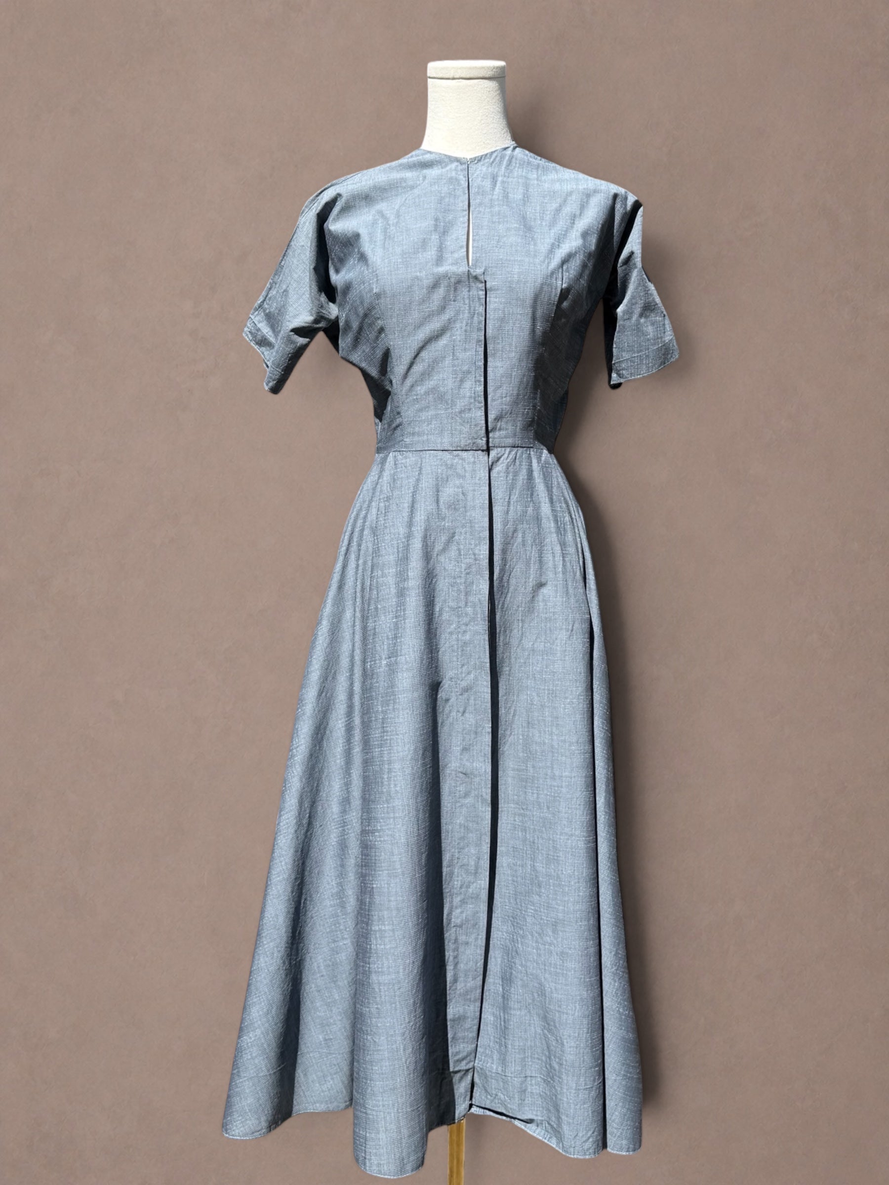 Saks Fifth Avenue 40s Chambray Blue Day Dress