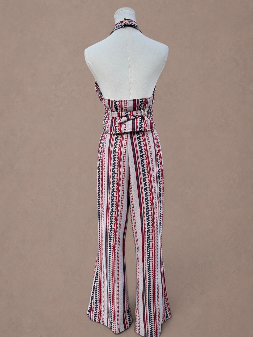 Red White & Blue Knit 70s Halter & Flares Set