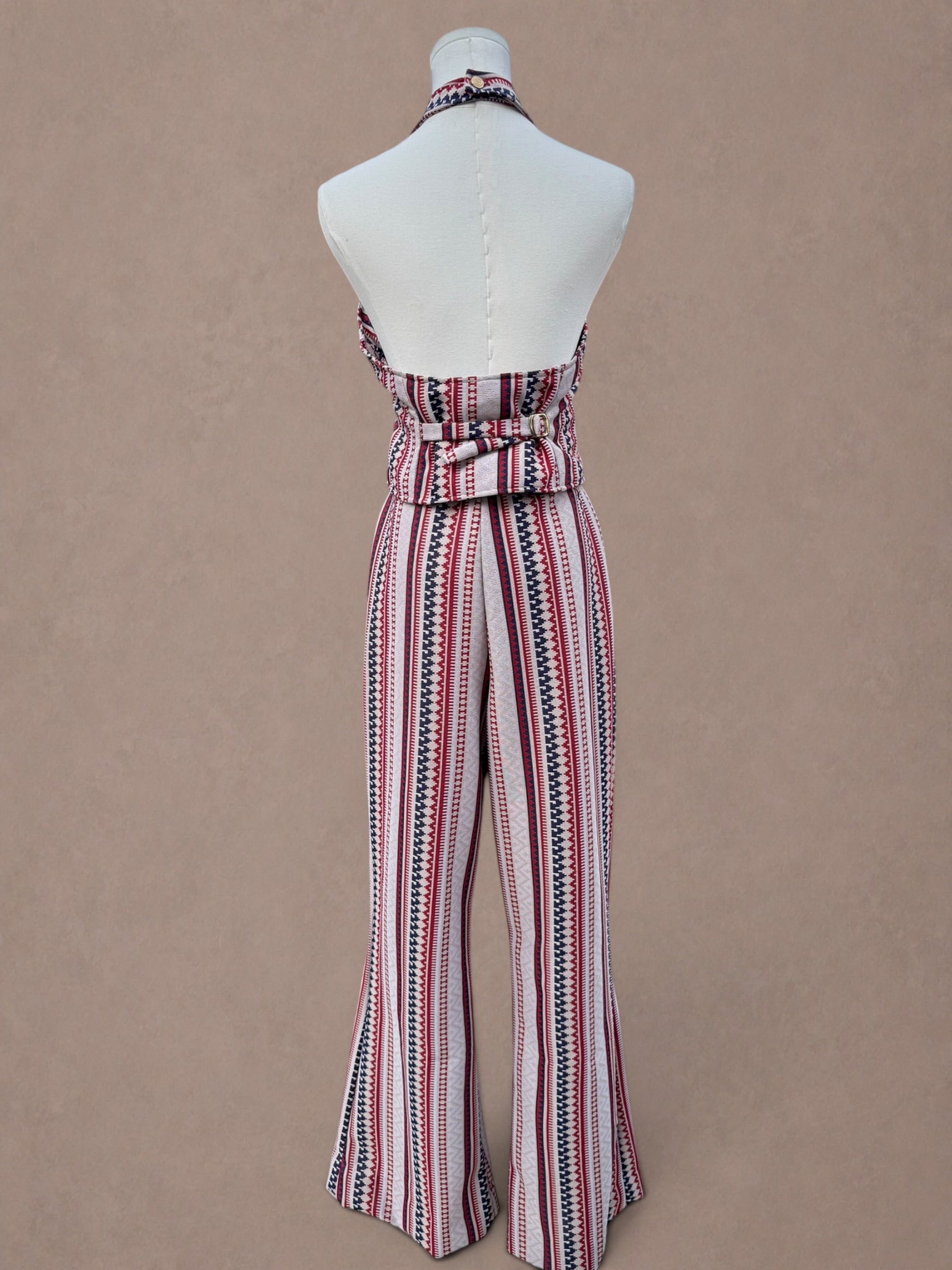 Red White & Blue Knit 70s Halter & Flares Set