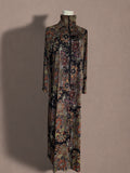 Psychedelic Owl Print 70s Zip Front Hostess Dress by Butterfield 8