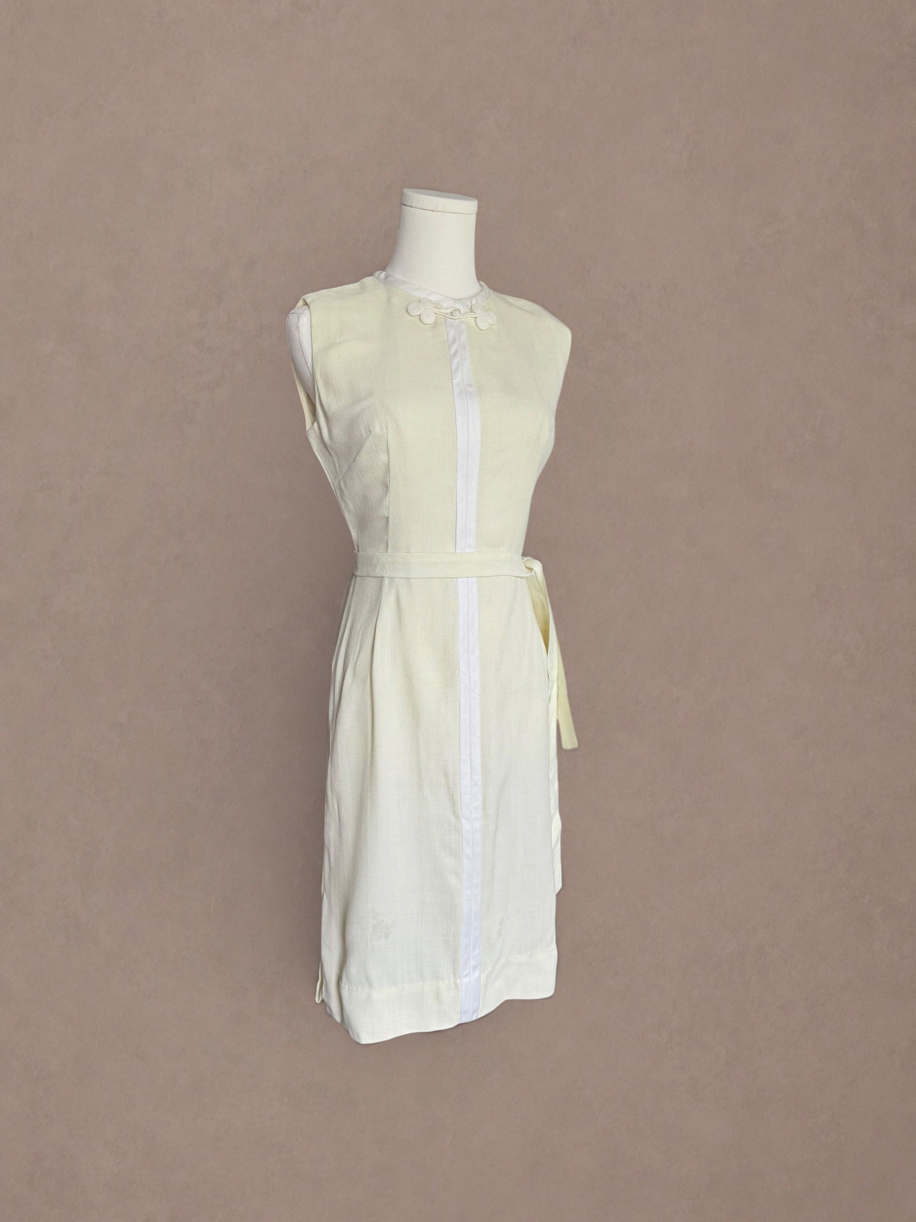 Ivory Mod Late 60s Tunic Dress With Side Slits