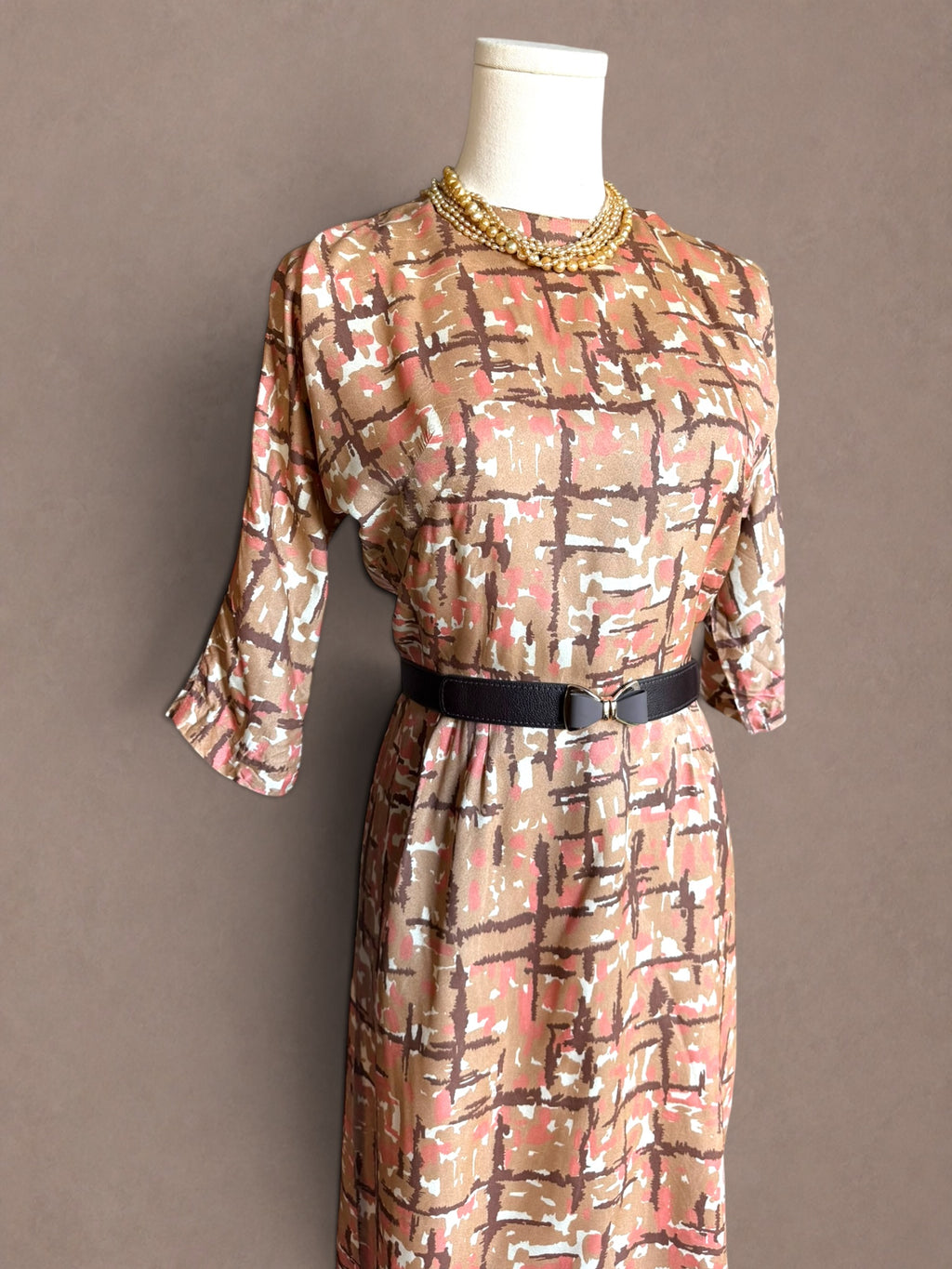 Abstract Expressionist Print 40s Rayon Dress