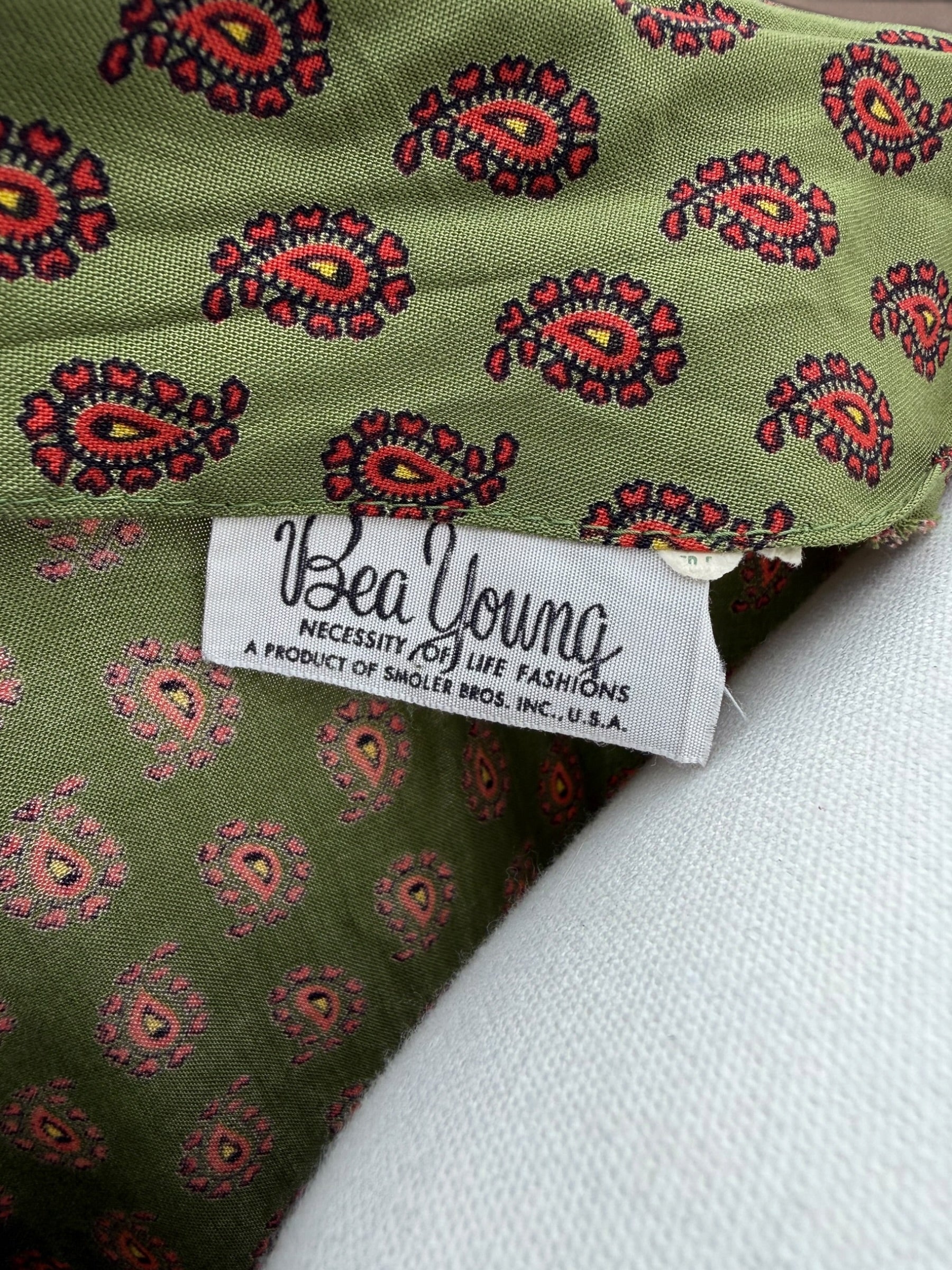 Bea Young Paisley Shirt Dress | Deadstock Vintage | Belted Day Dress