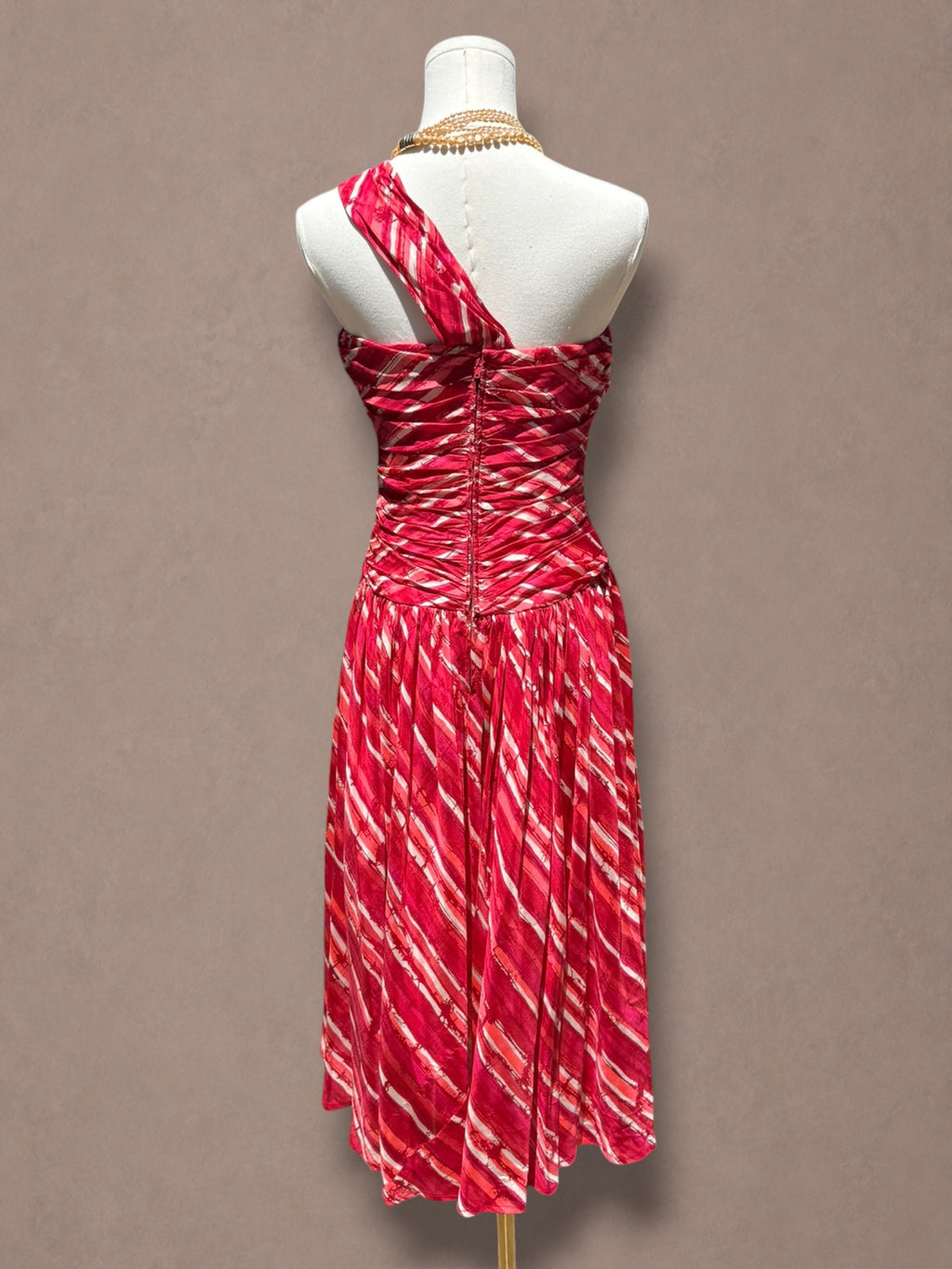 Abstract Print One-Shoulder 50s Cocktail Dress