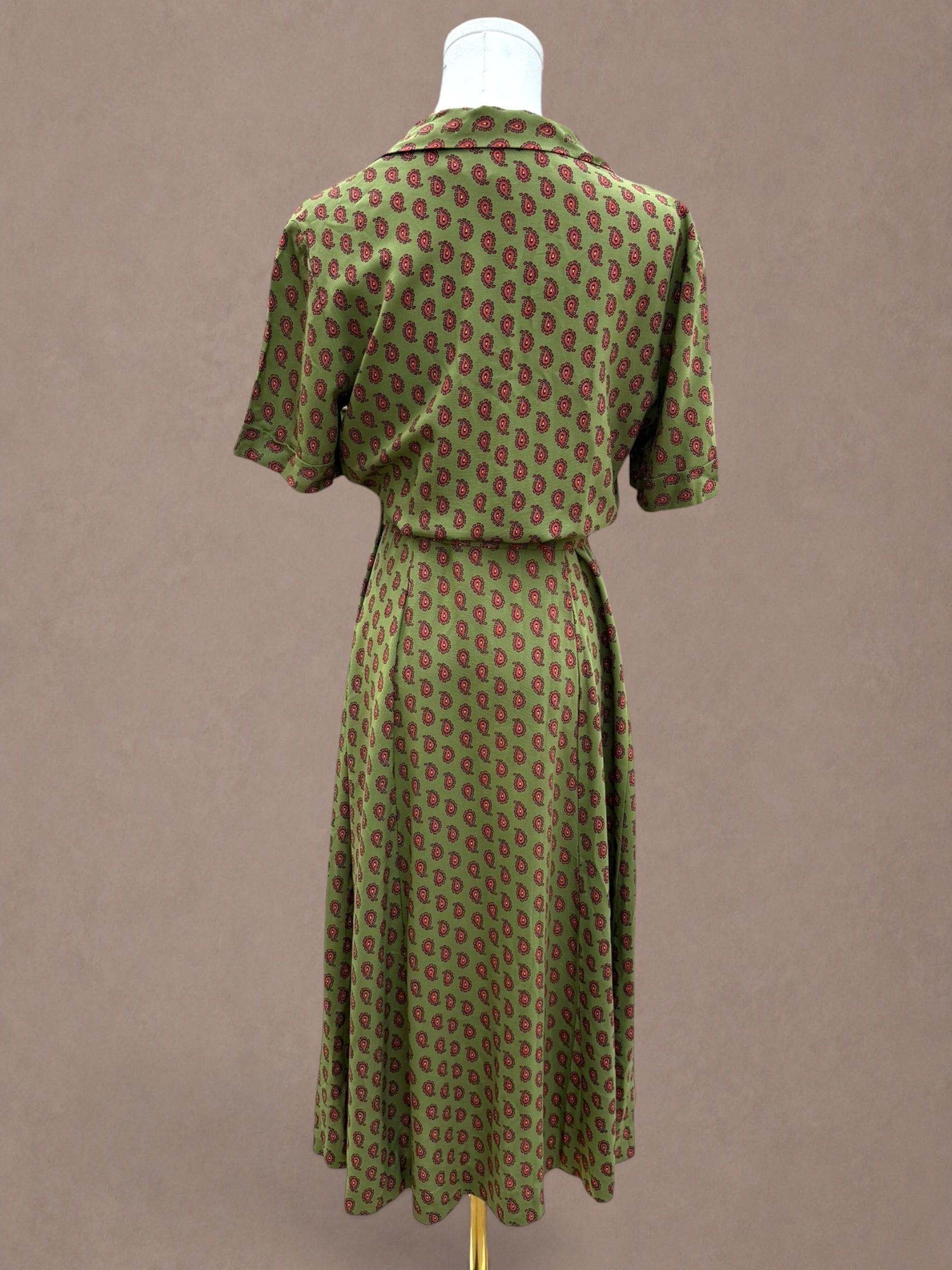 Bea Young Paisley Shirt Dress | Deadstock Vintage | Belted Day Dress