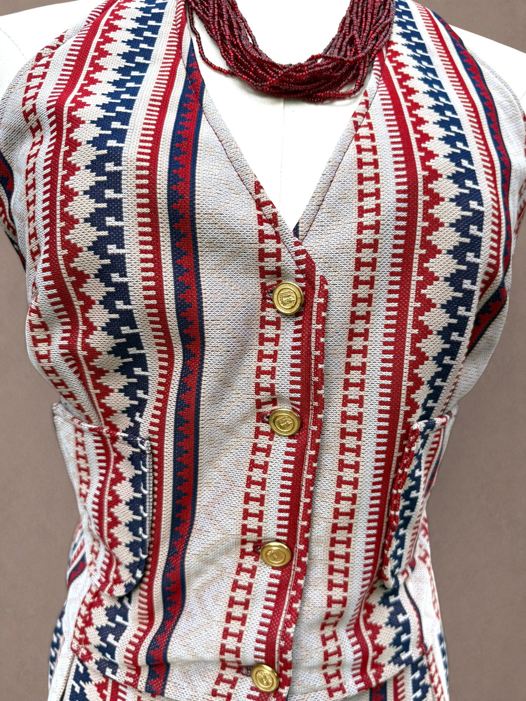 Red White & Blue Knit 70s Halter & Flares Set