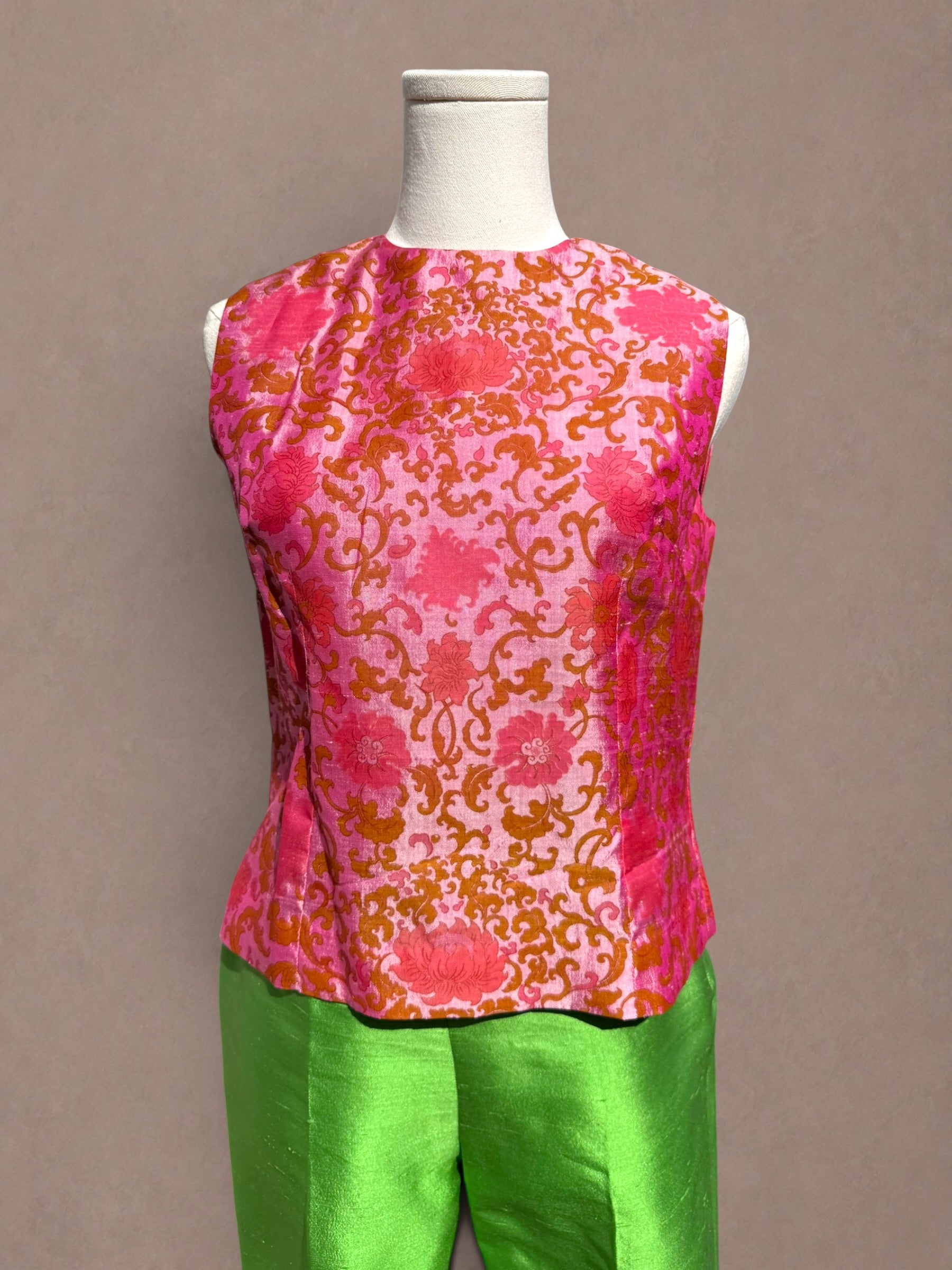 Vibrant Green Silk 60s Trousers