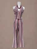Red White & Blue Knit 70s Halter & Flares Set