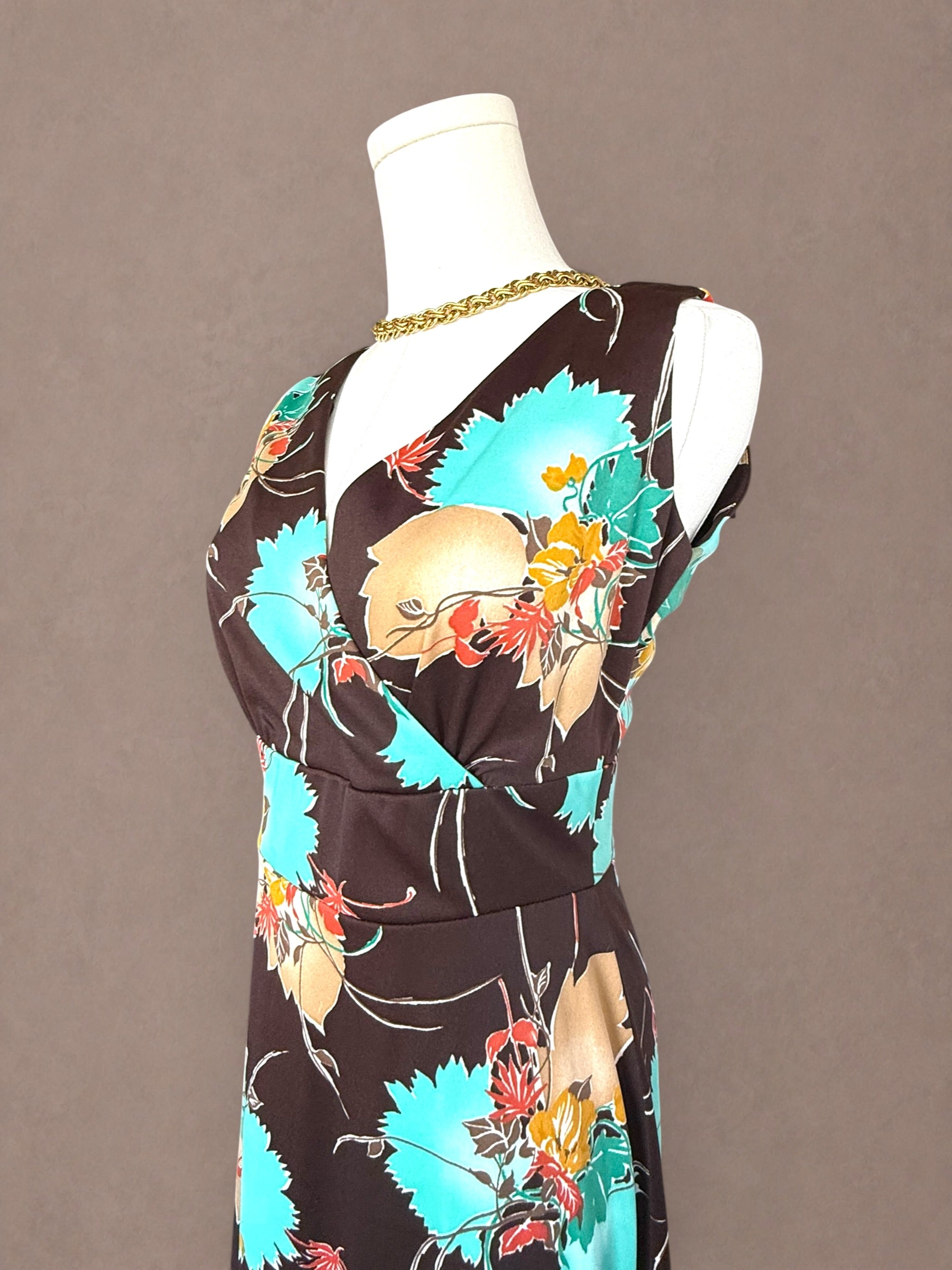 Floral 60s-70s Maxi Dress & Wrap Top Set by C.M. Courtney