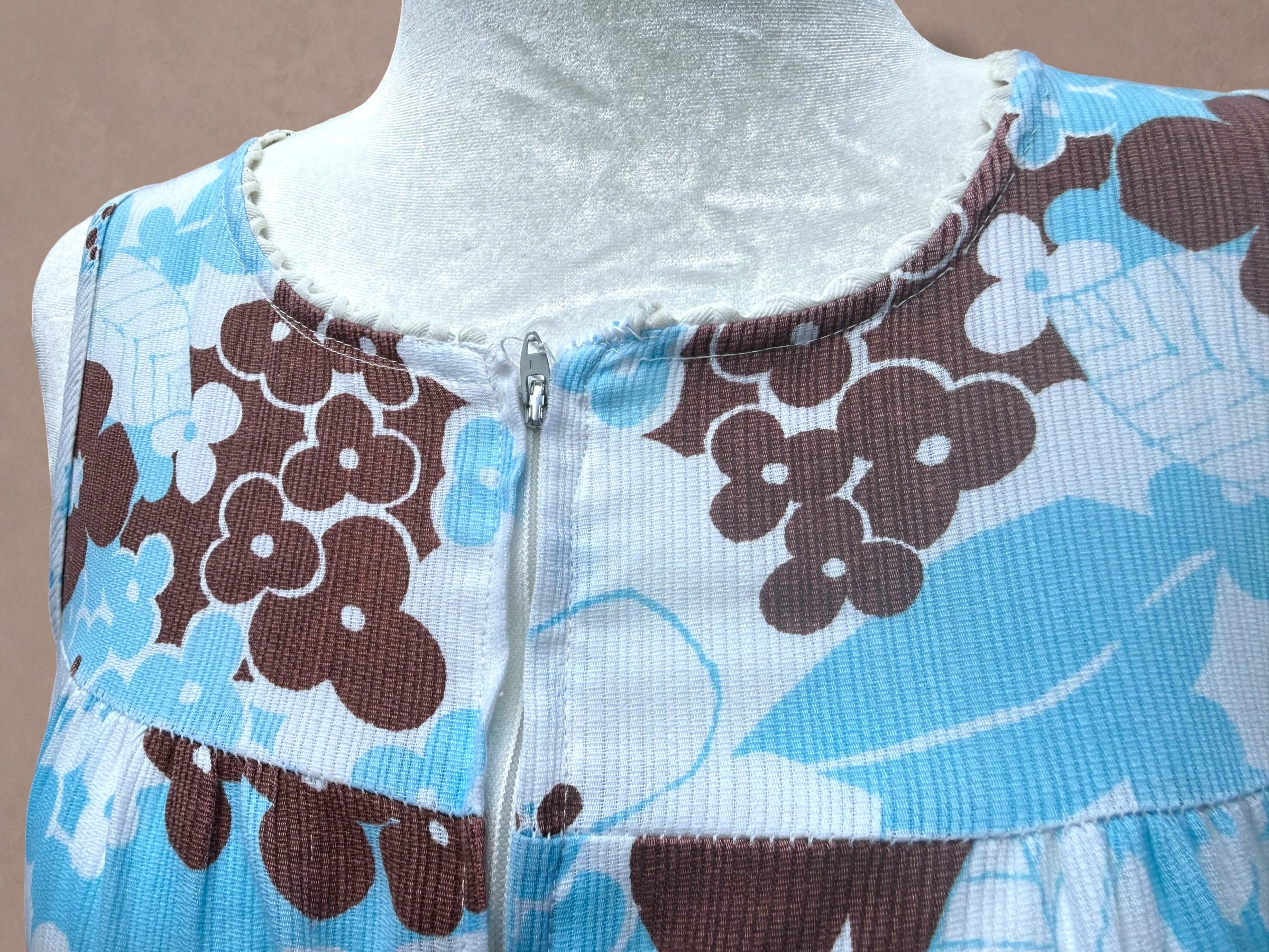 Blue and floral 60s house dress