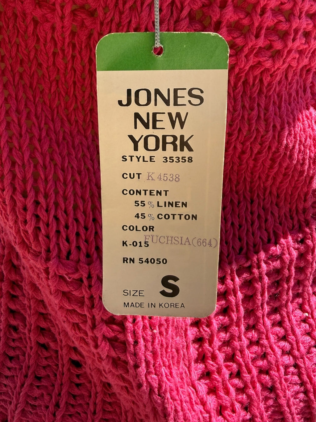 Deadstock Jones New York 80s Fuchsia Linen Cotton Knit Shell