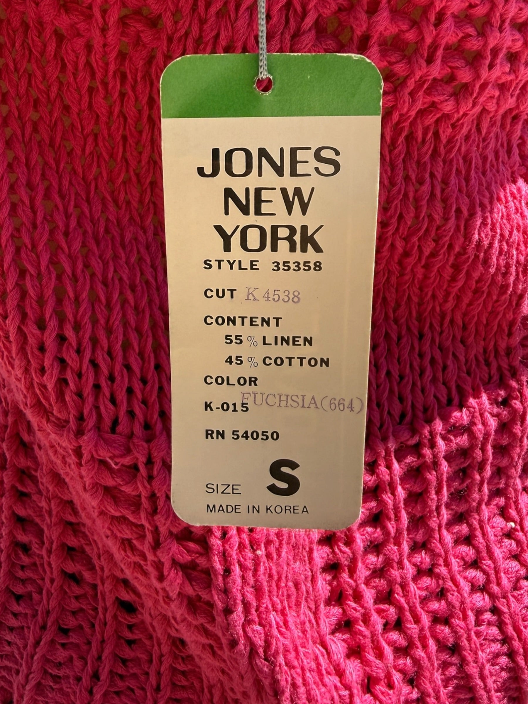 Deadstock Jones New York 80s Fuchsia Linen Cotton Knit Shell
