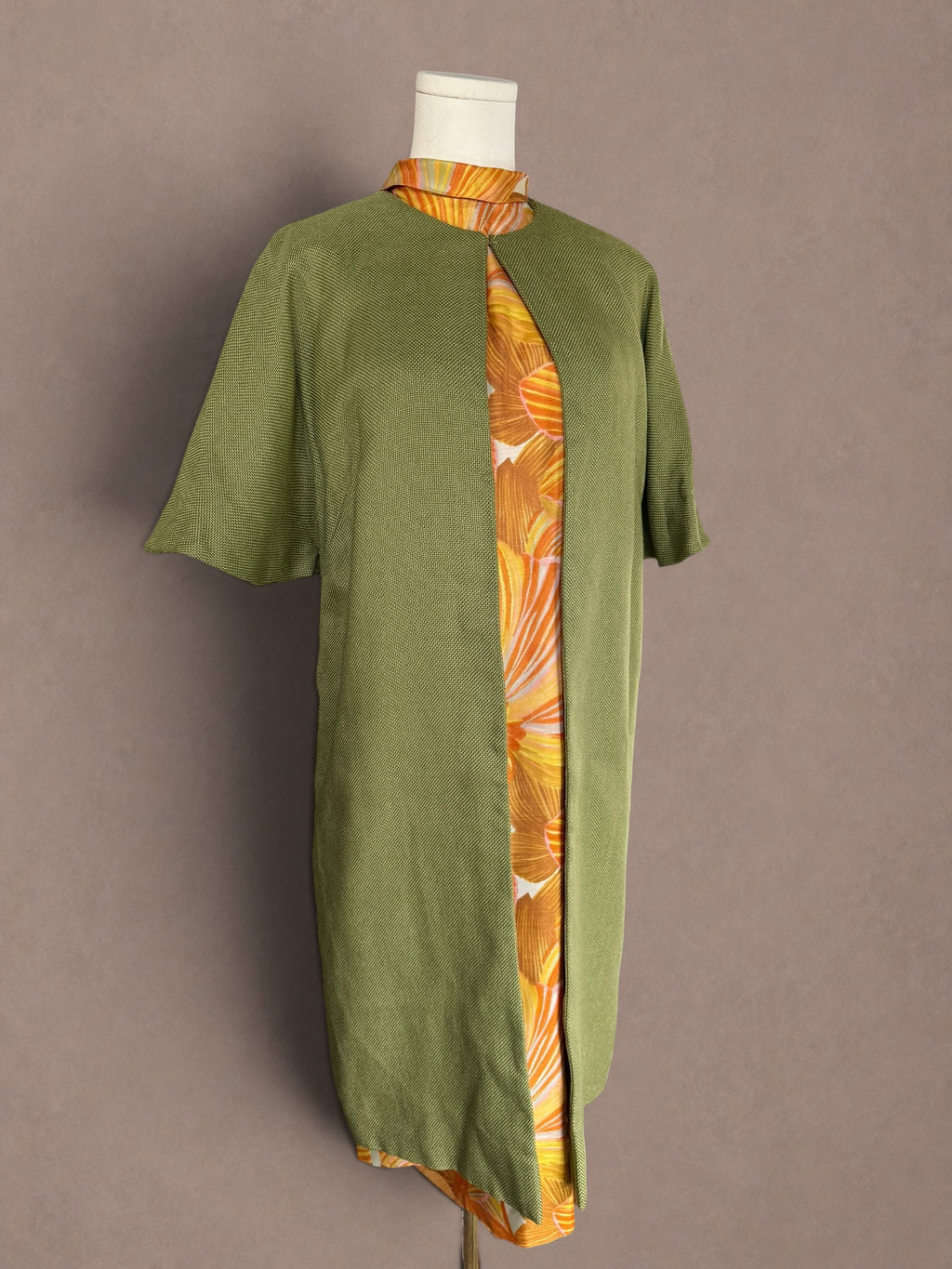 Wolf & Cohn, Vibrant Floral Shift 60s Dress & Matching Coat Set