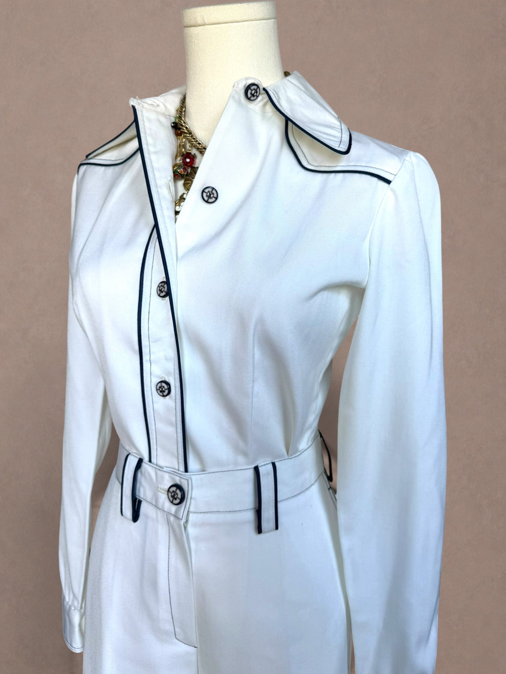 Saks Fifth Avenue 70s White Flared Pant Set