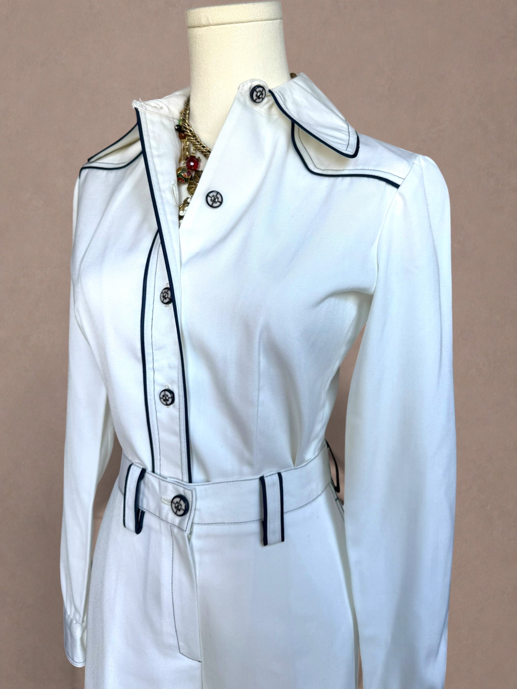 Saks Fifth Avenue 70s White Flared Pant Set