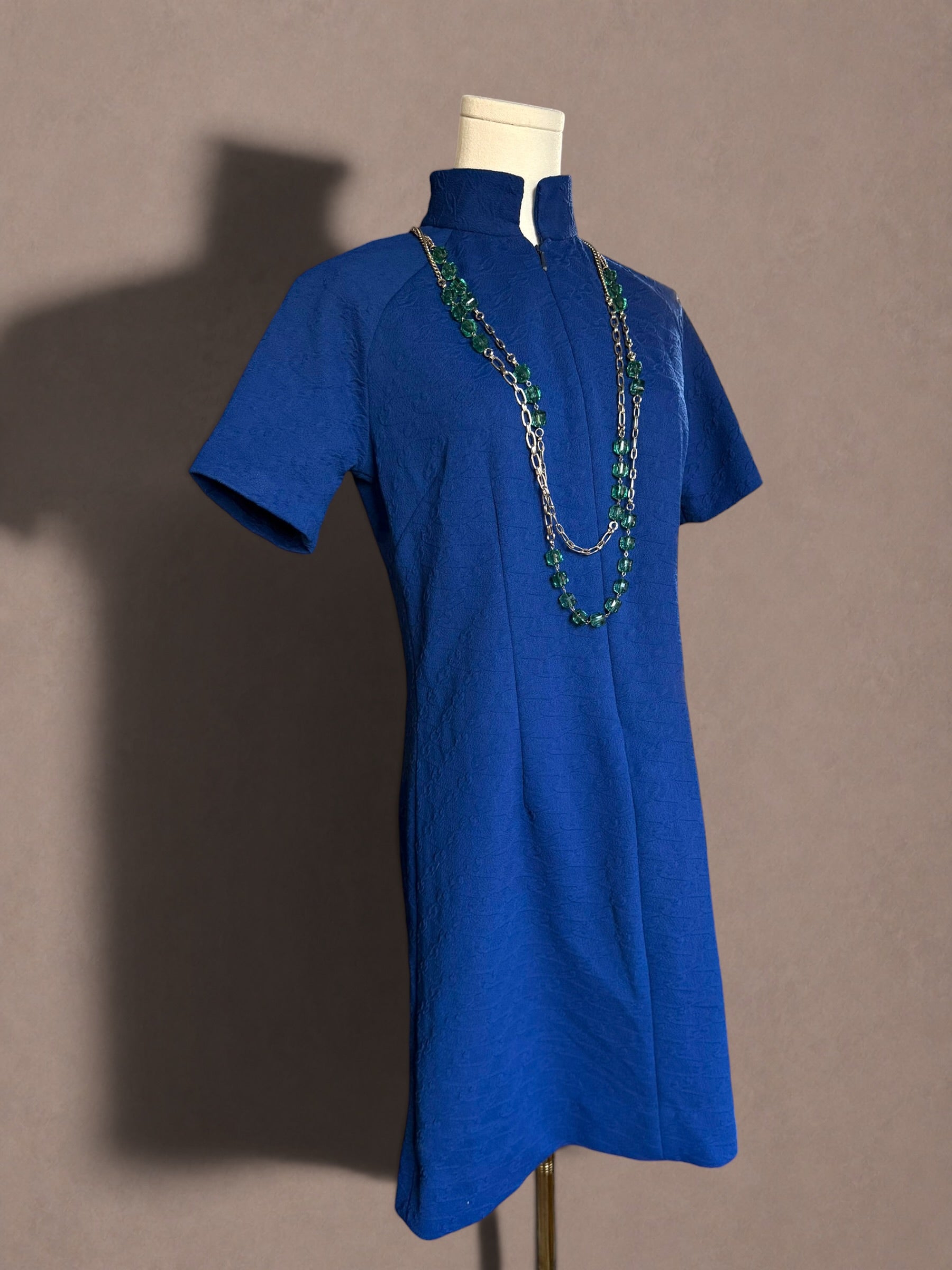 Cobalt Blue Late 60s Mod Shift Dress