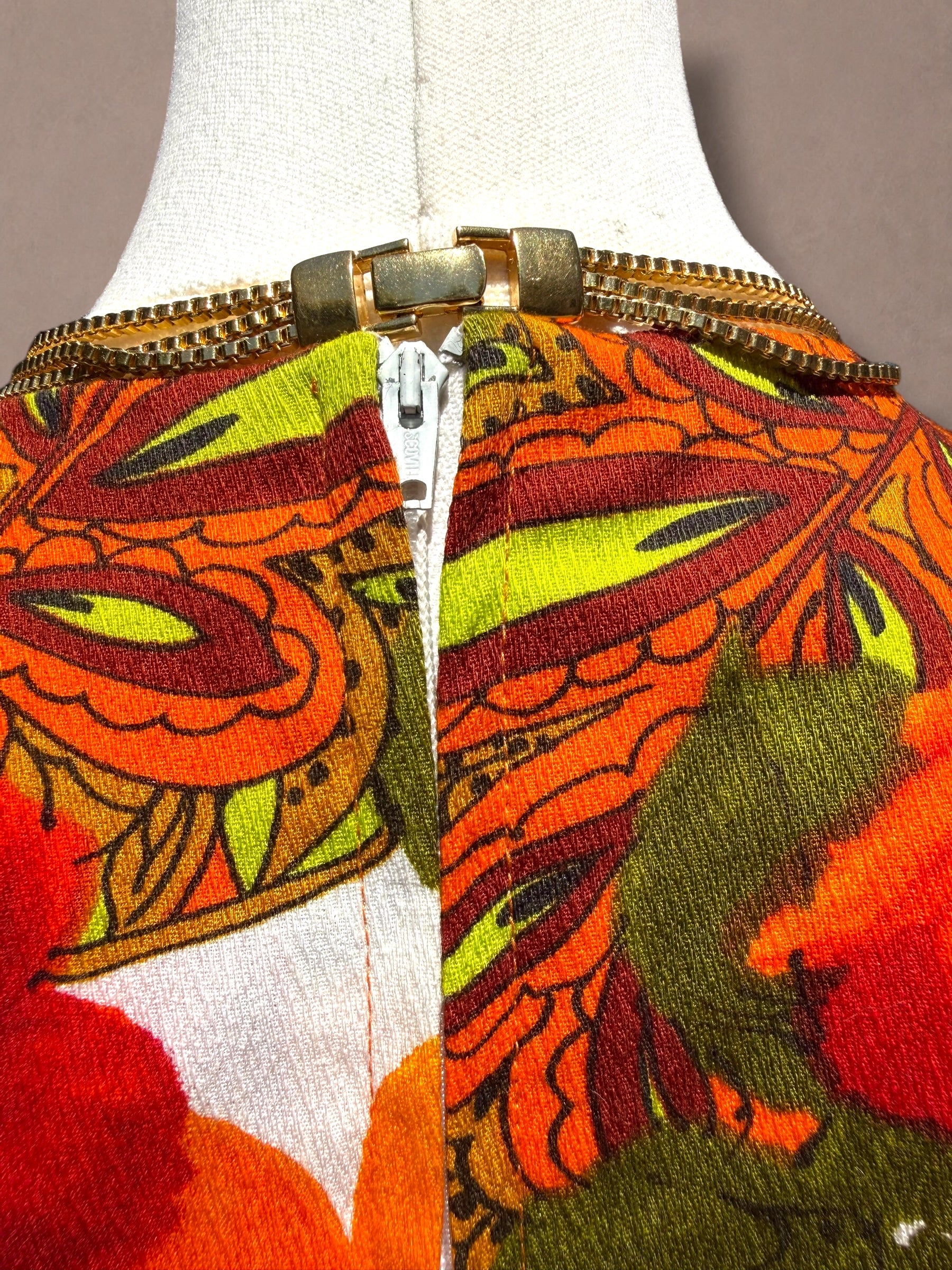 Alice Polynesian 60s Hawaiian Psychedelic Floral Maxi Dress