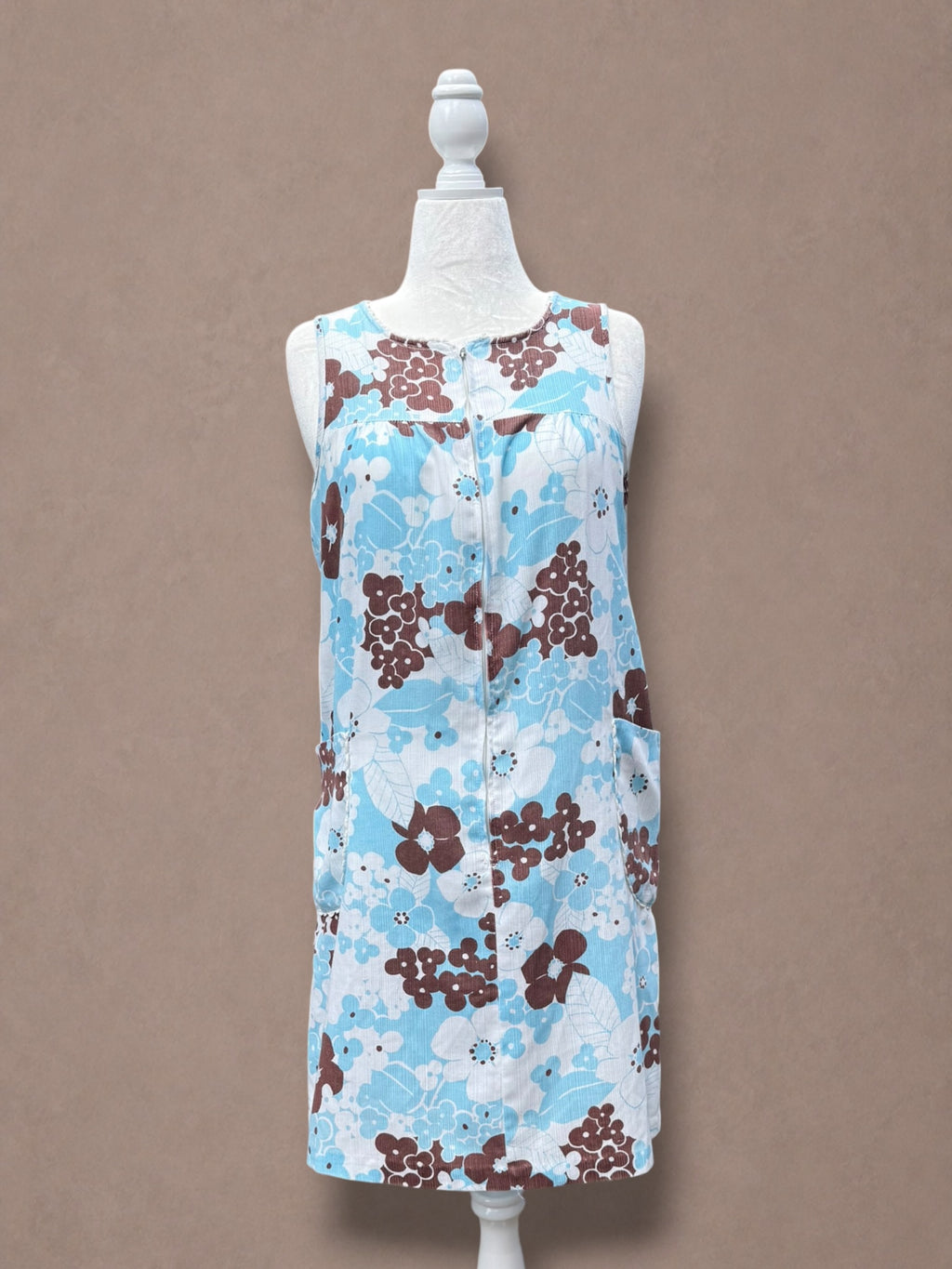 Blue and floral 60s house dress
