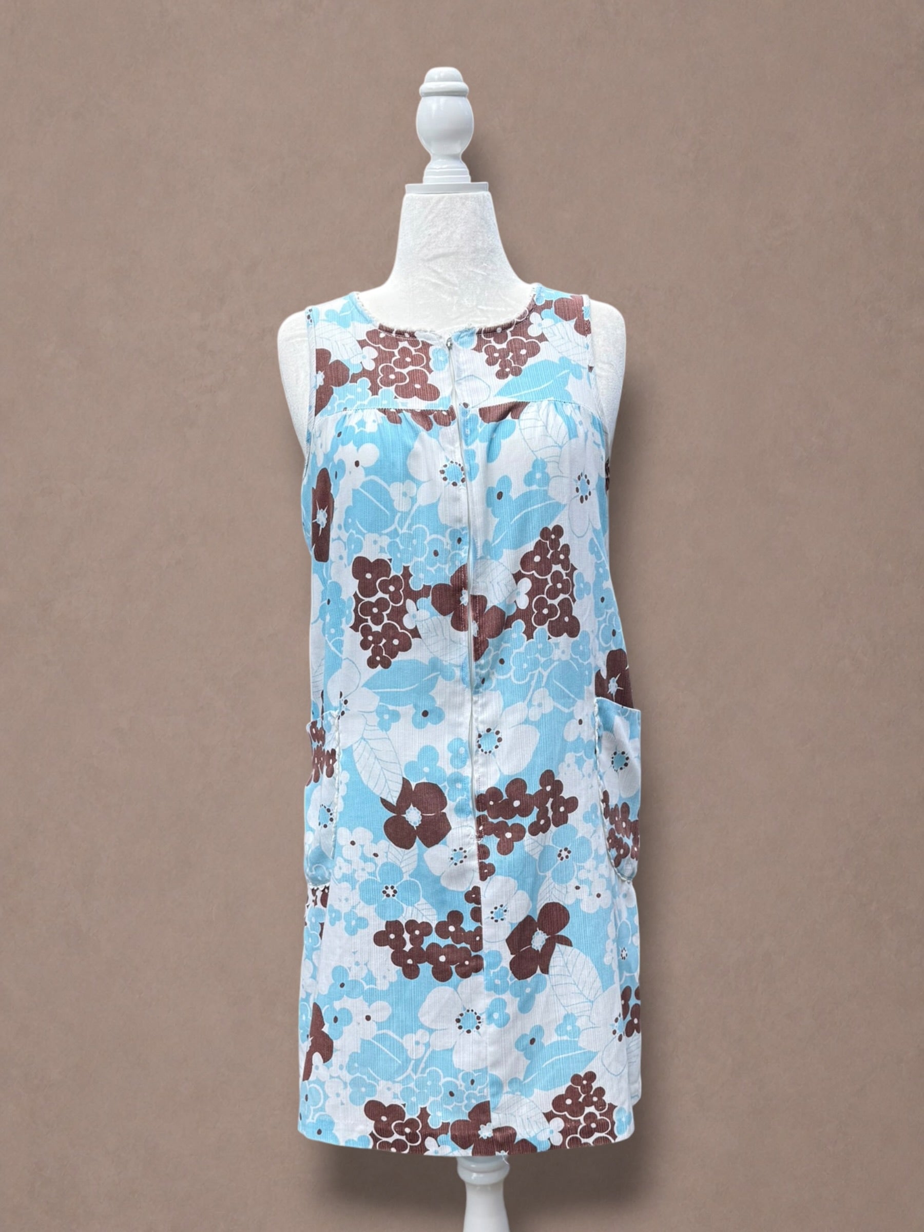 Blue and floral 60s house dress