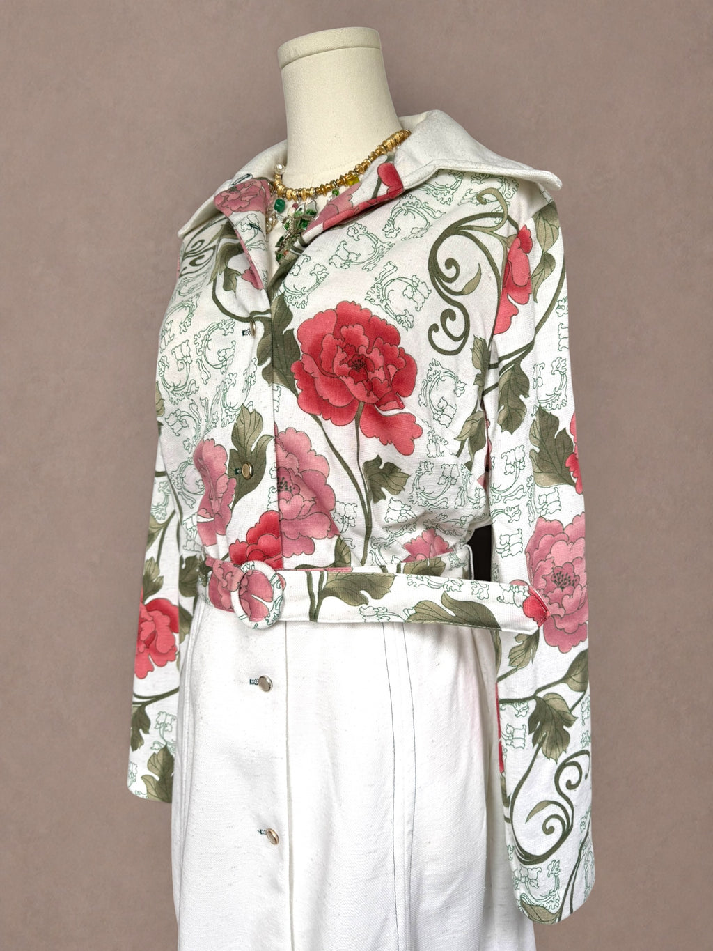 Belted 70s Floral Shirt Dress